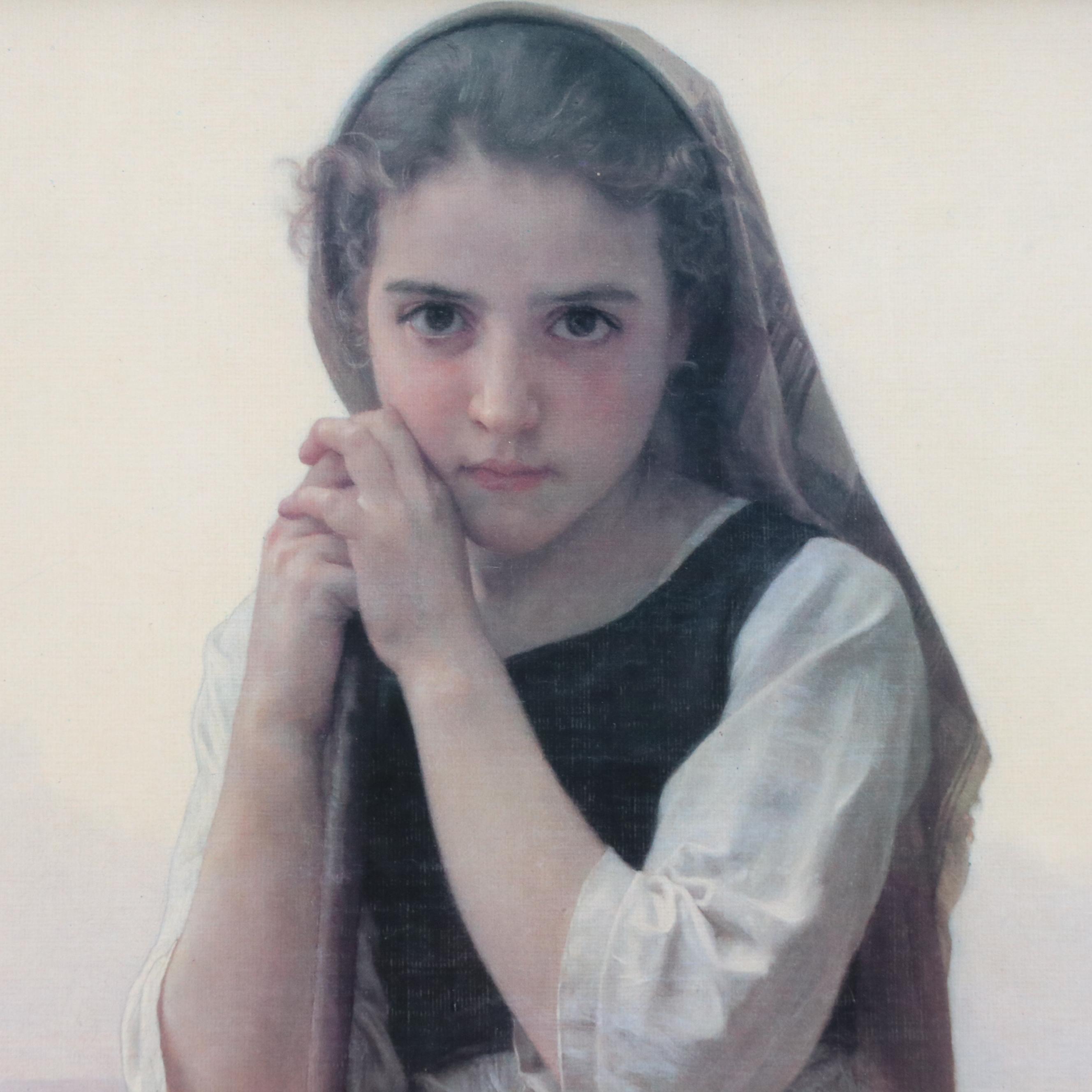 Offset Lithograph "A Little Shepherdess" After William-Adolphe Bouguereau