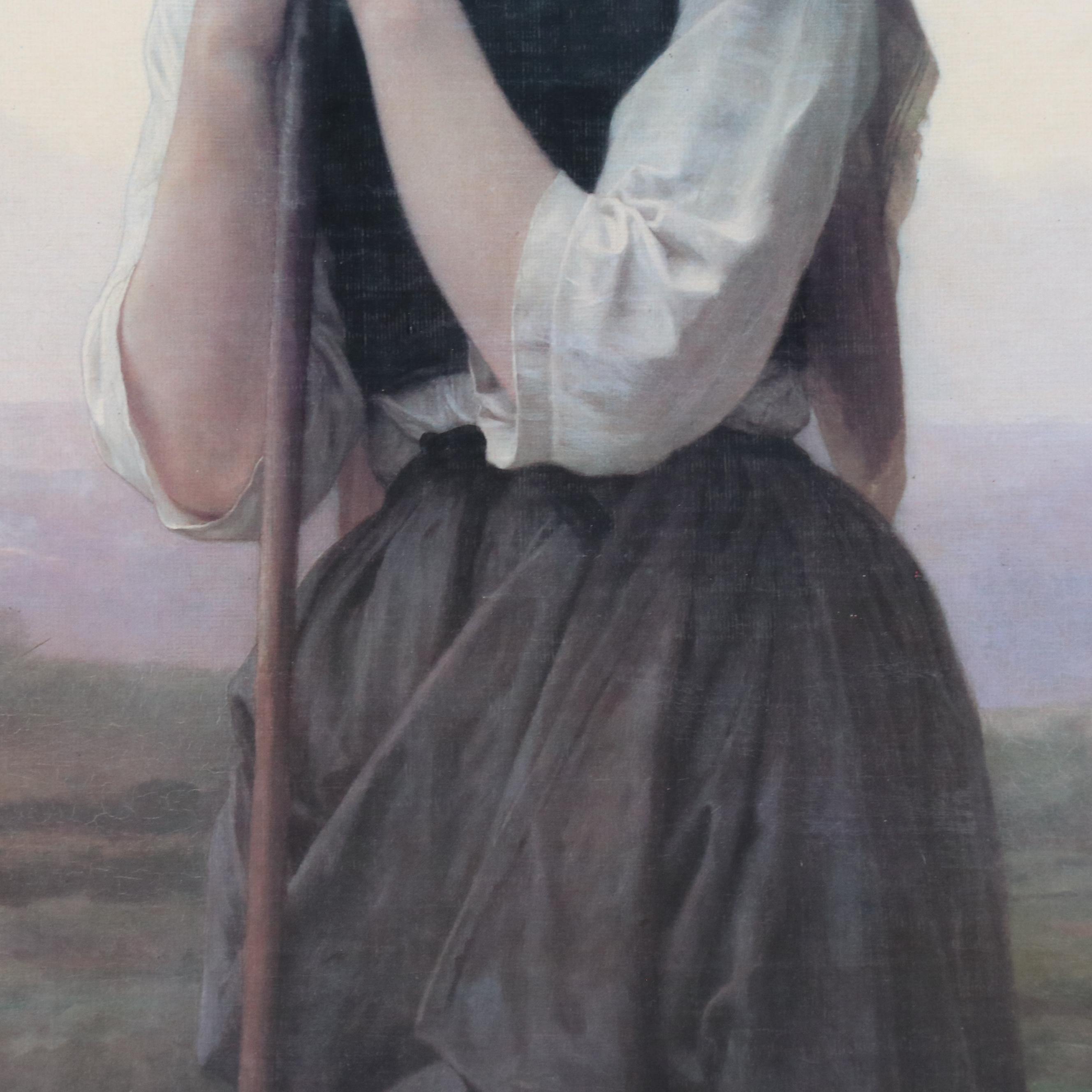 Offset Lithograph "A Little Shepherdess" After William-Adolphe Bouguereau
