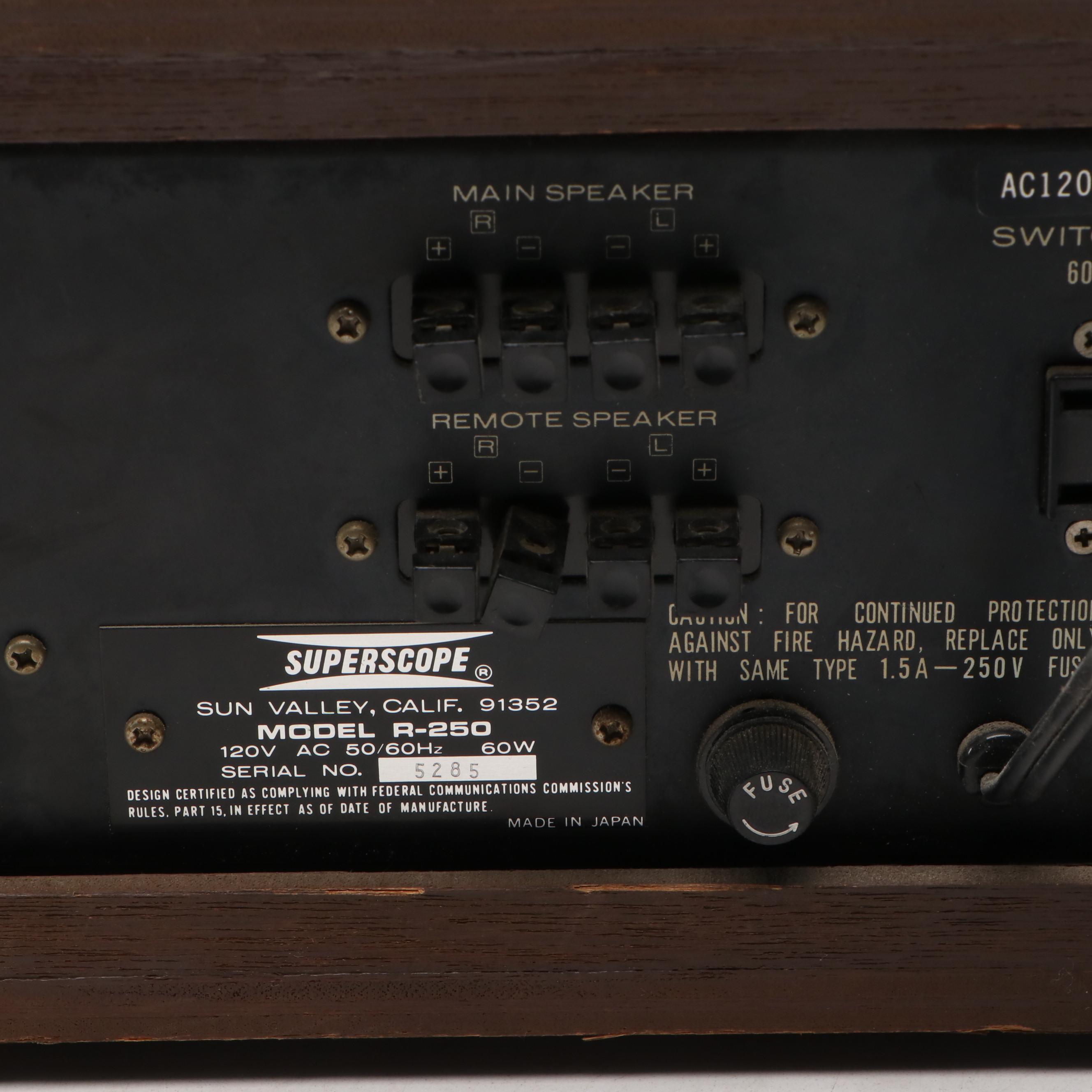Superscope R-250 Stereo Receiver, Mid to Late 20th Century