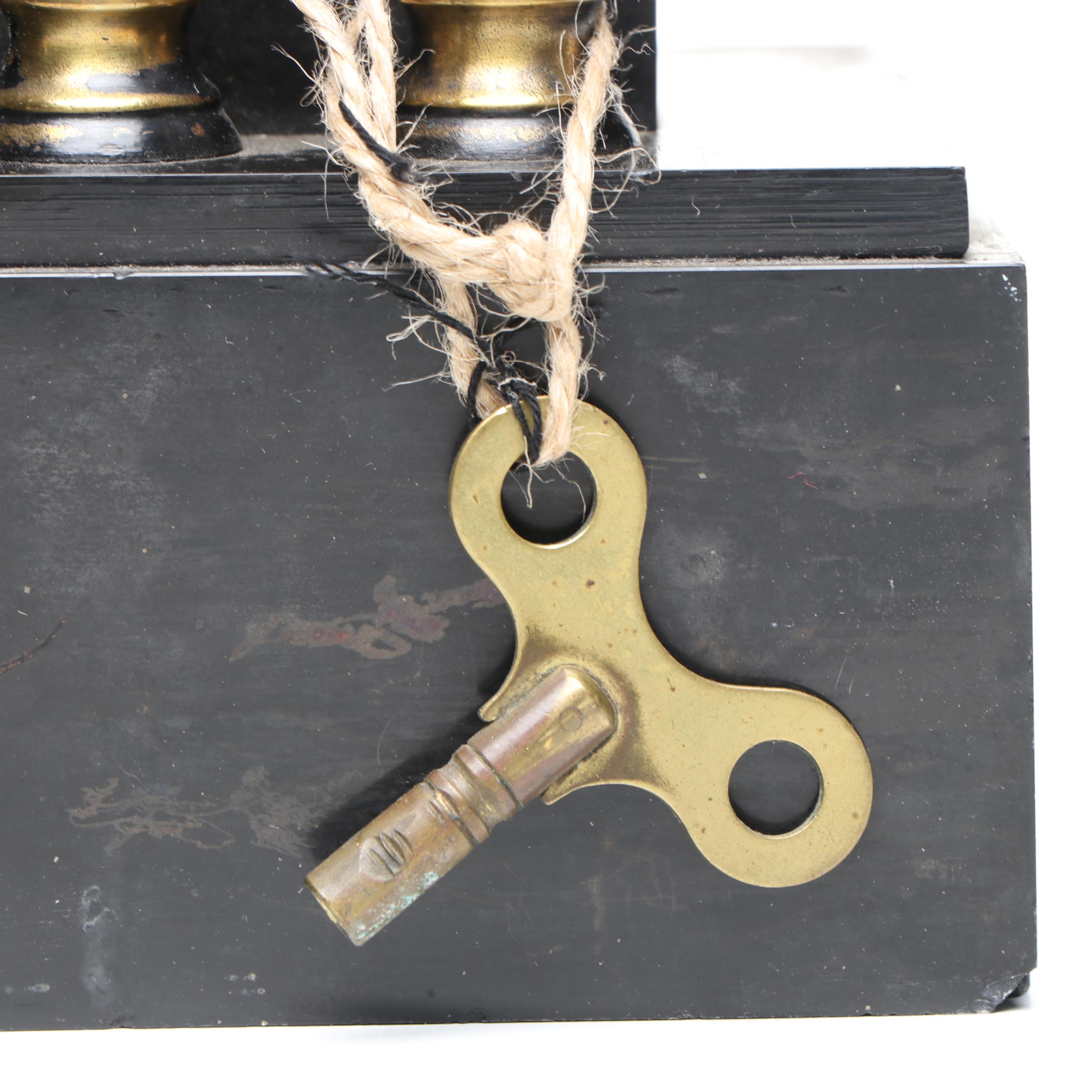 Antique Neoclassical Black Marble Mantel Clock