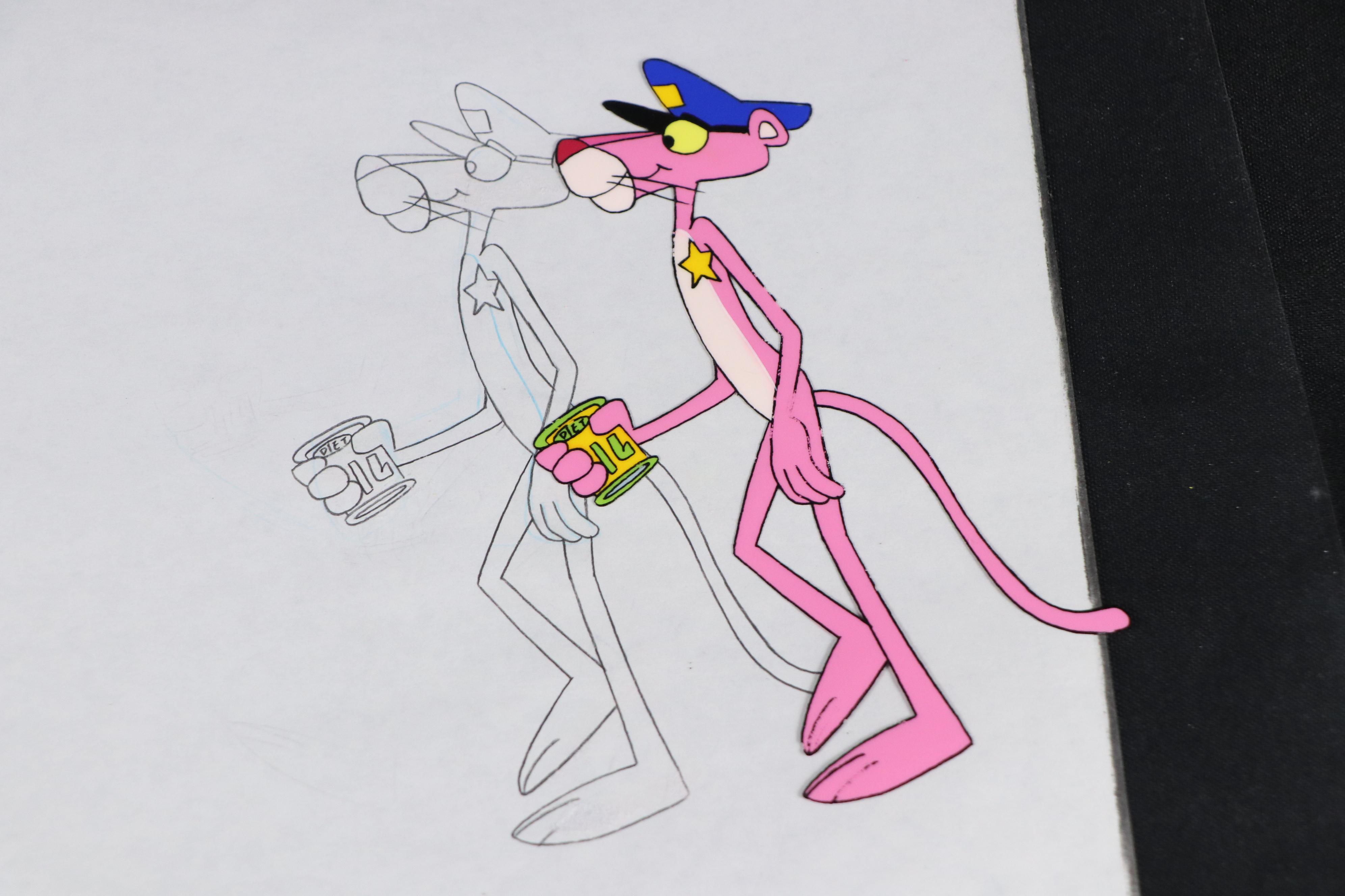 Animation Hand-Painted Cels and Sketches "Pink Panther," Late 20th Century
