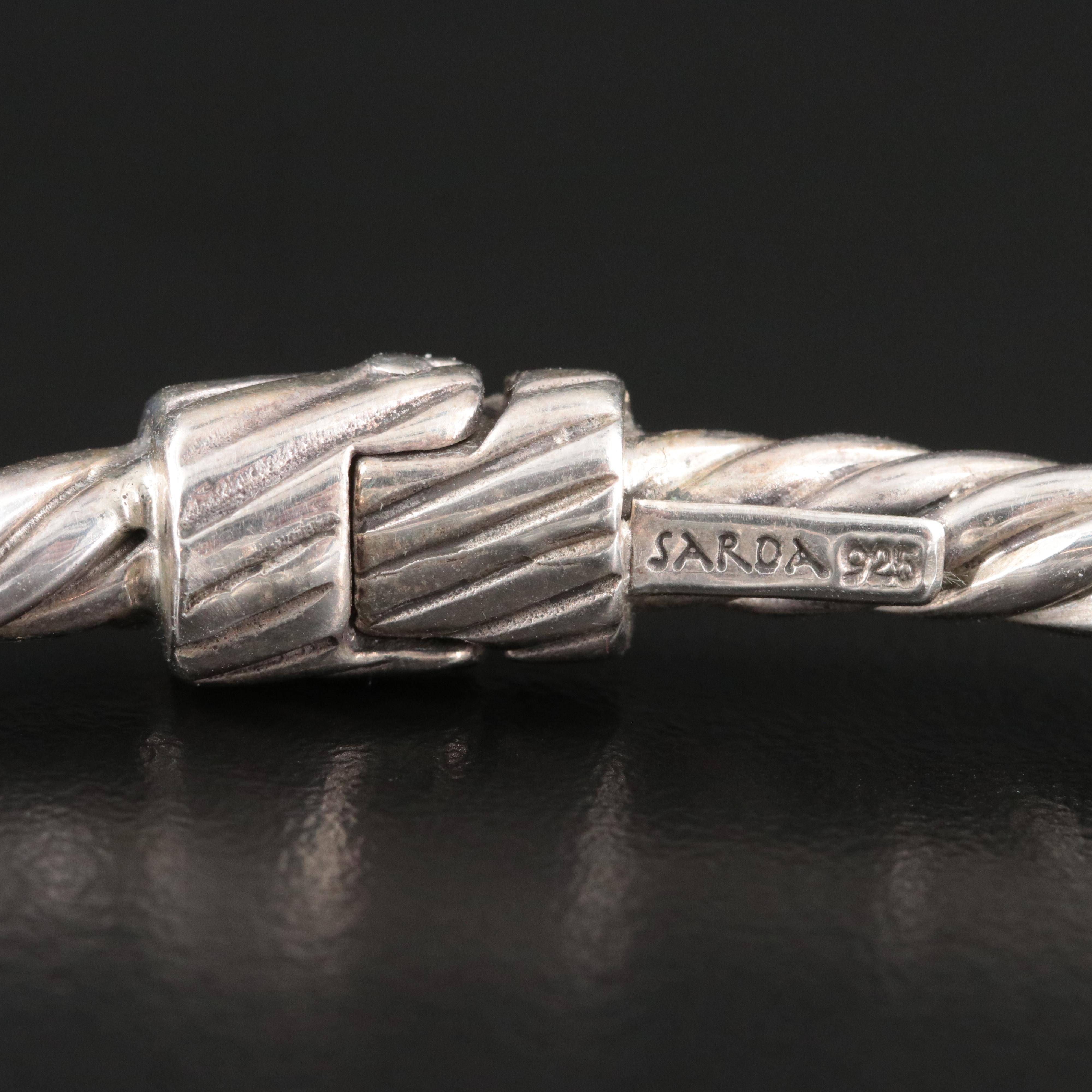 Sterling Aquamarine and Topaz Hinged Bangle Bracelet