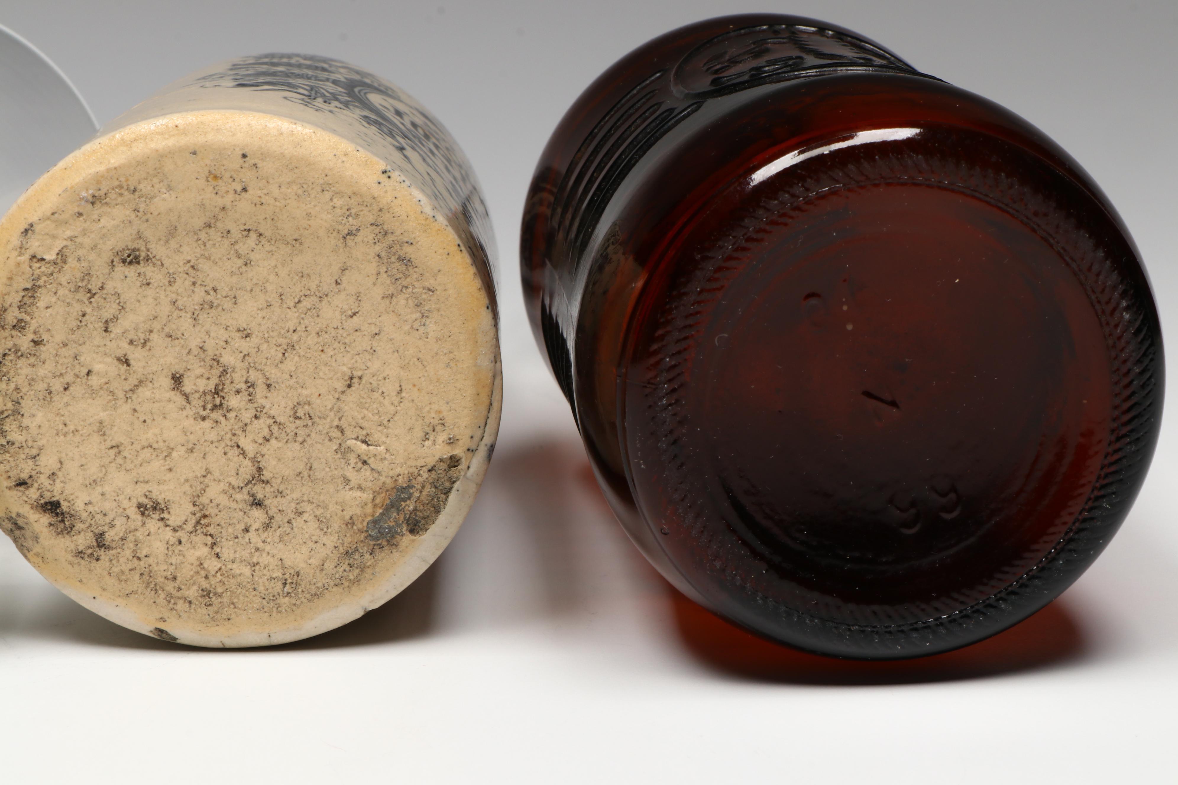 Moerlein Brewing Stoneware Beer Bottle with other Brewery Collectibles