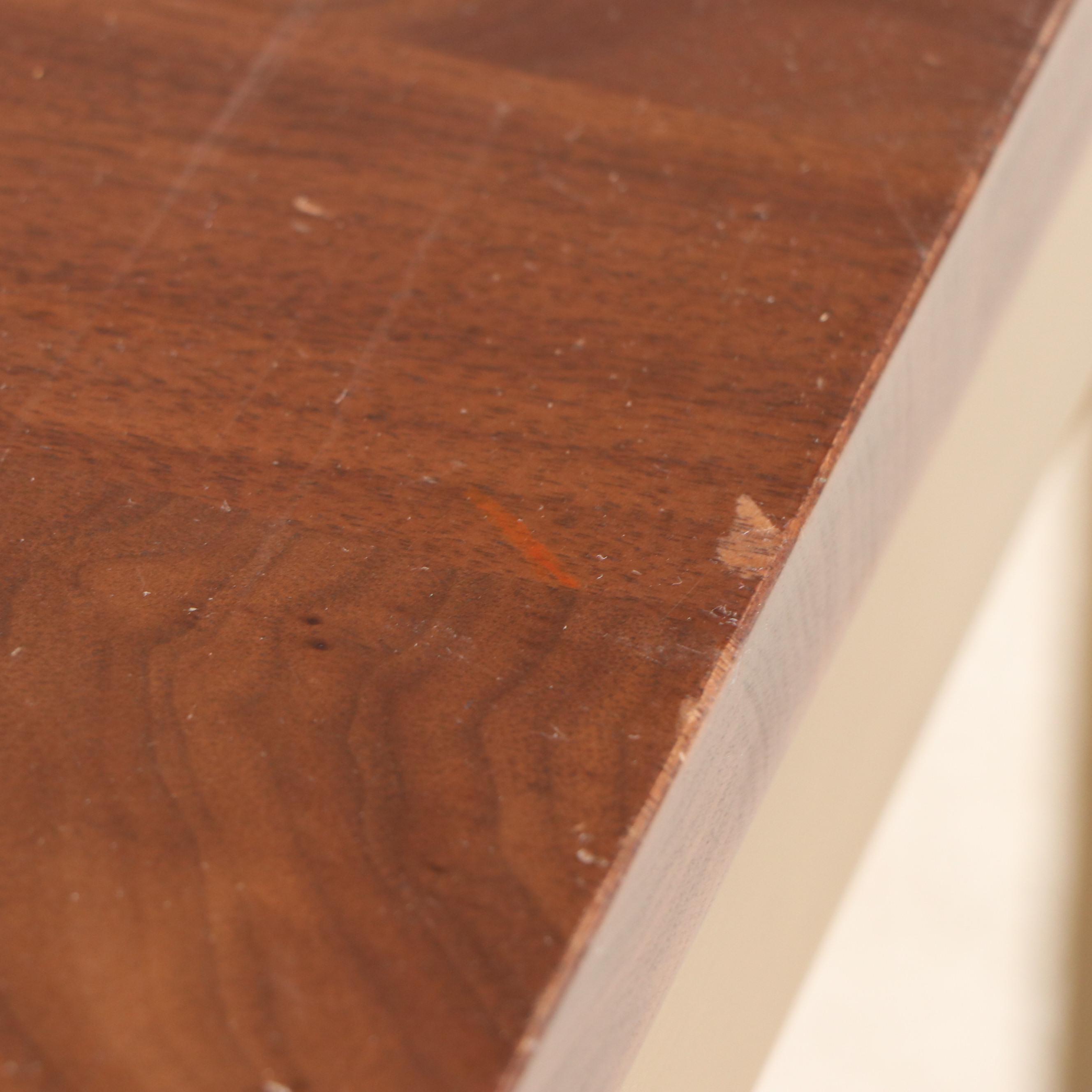 Parsons Style Wood and Brass Tone Metal Dining Table