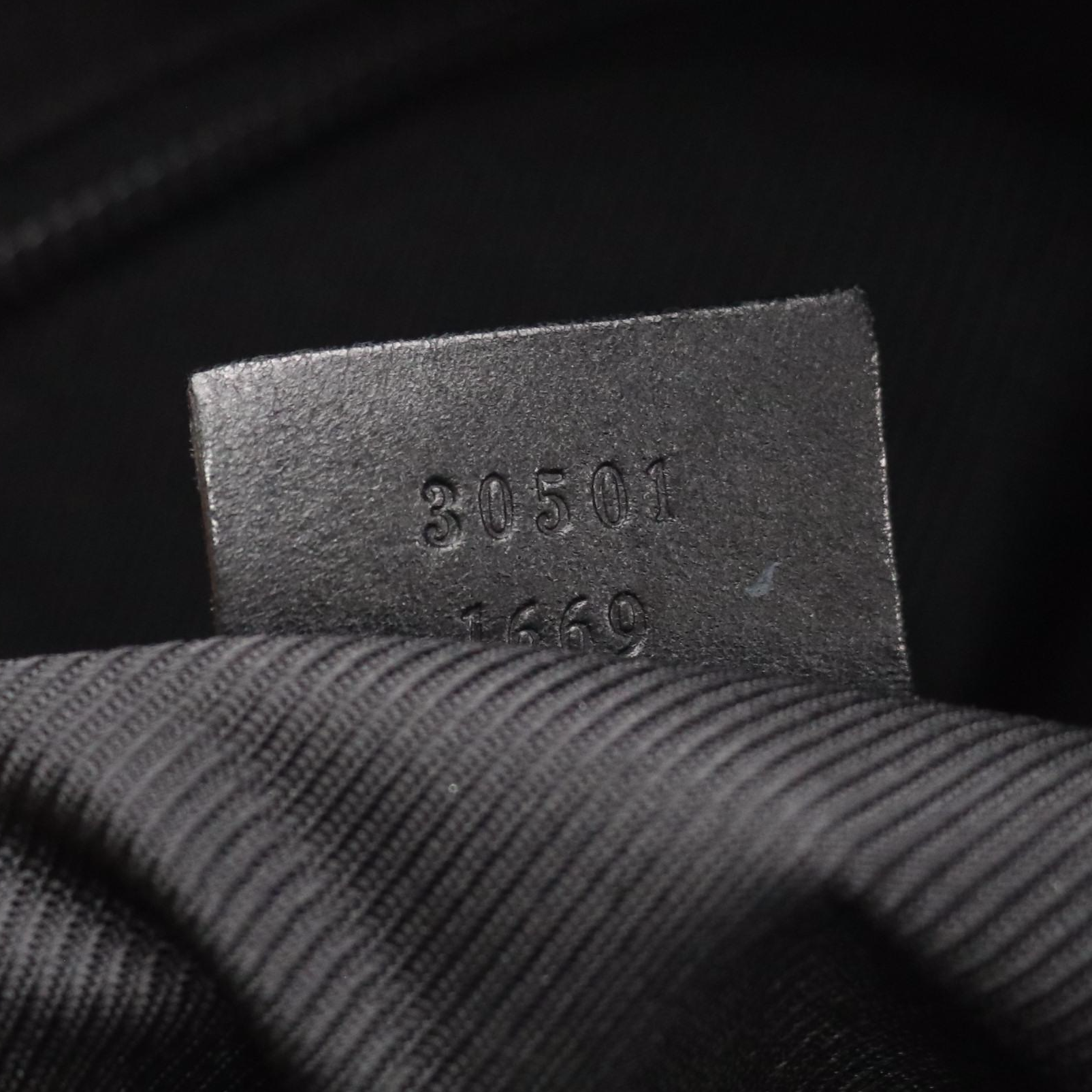 Gucci Front Pocket Side Drawstring Tote in Black GG Canvas and Leather Trim