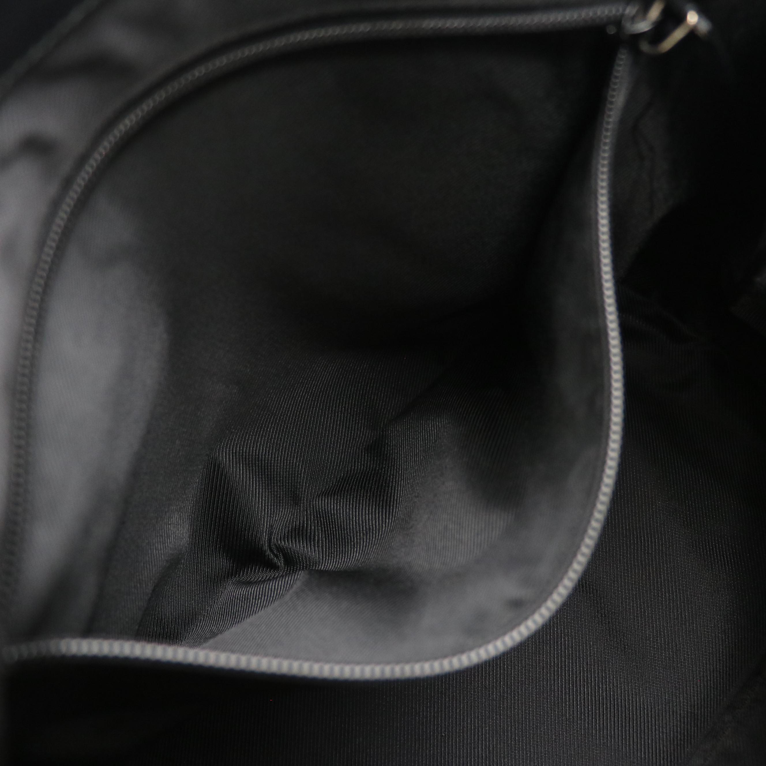 Gucci Front Pocket Side Drawstring Tote in Black GG Canvas and Leather Trim