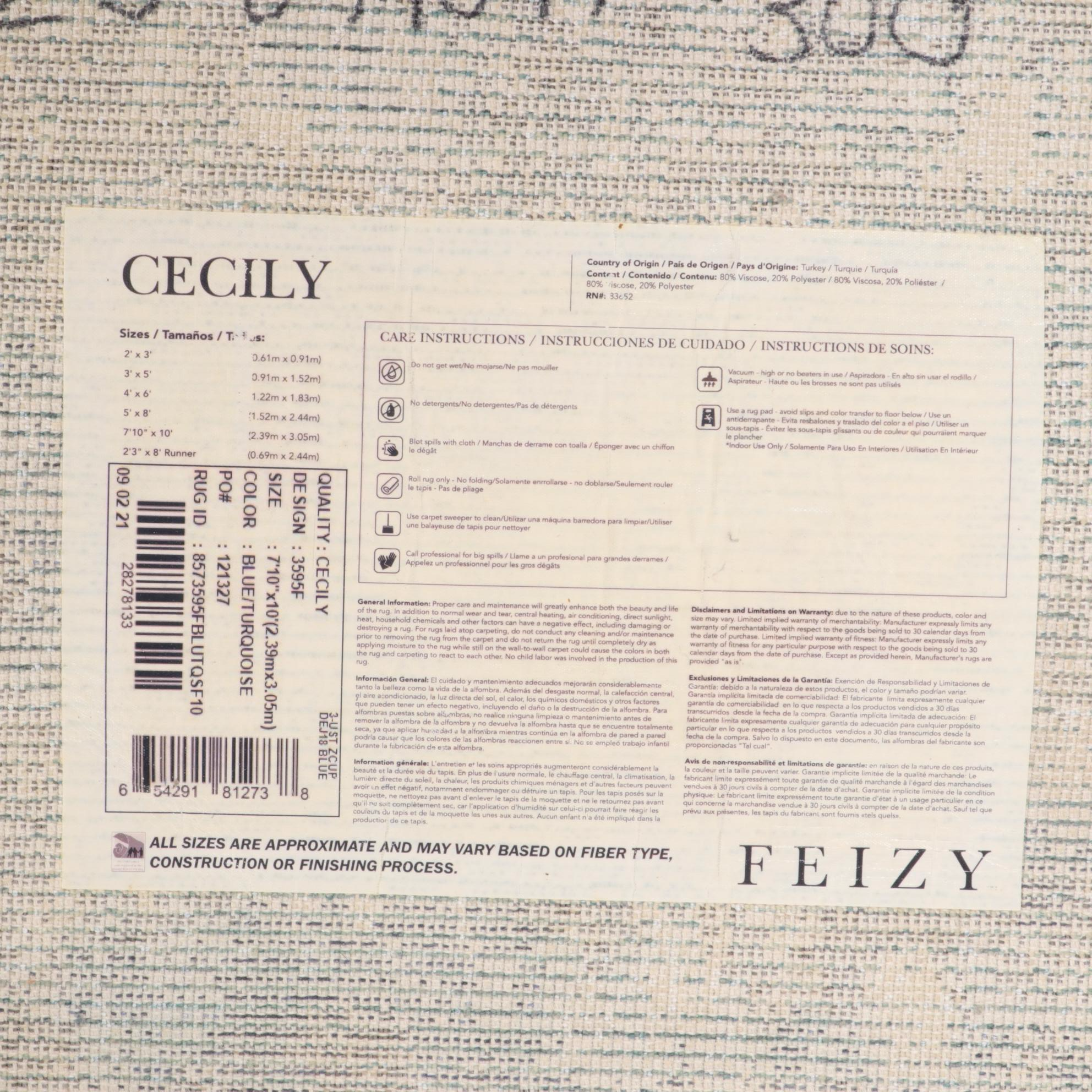 7'11 x 10'1 Hand-Knotted Feizy "Cecily" Contemporary Area Rug