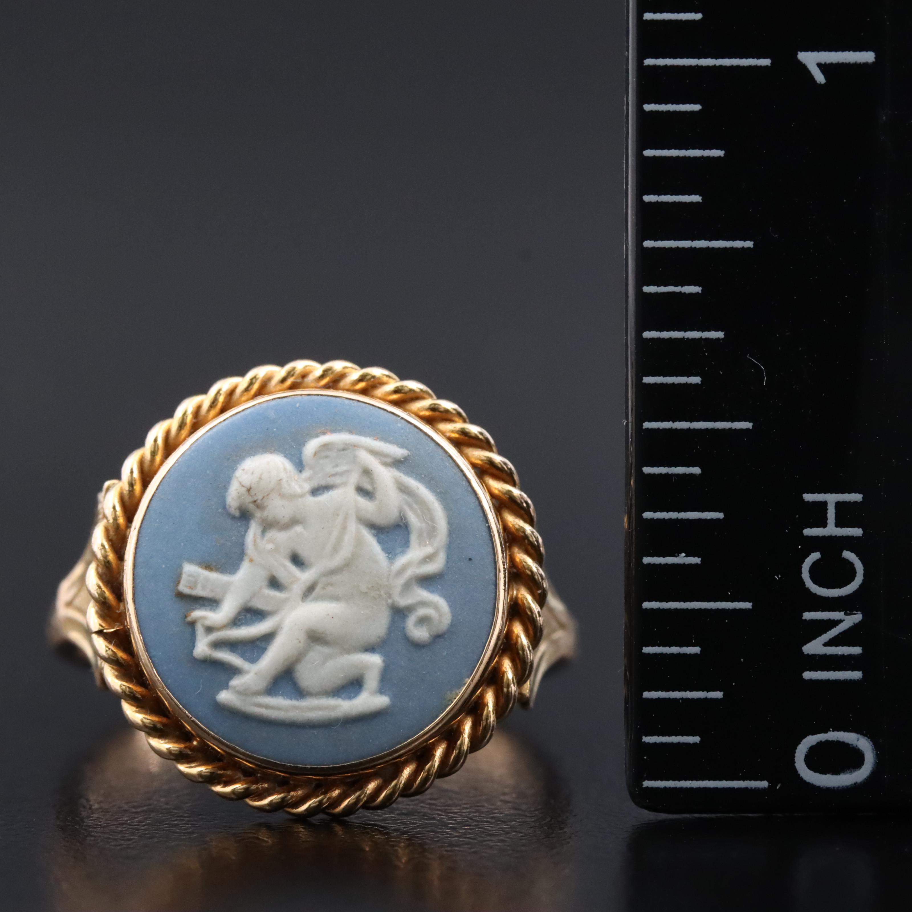 Vintage Wedgwood 14K Jasperware Ring with Box