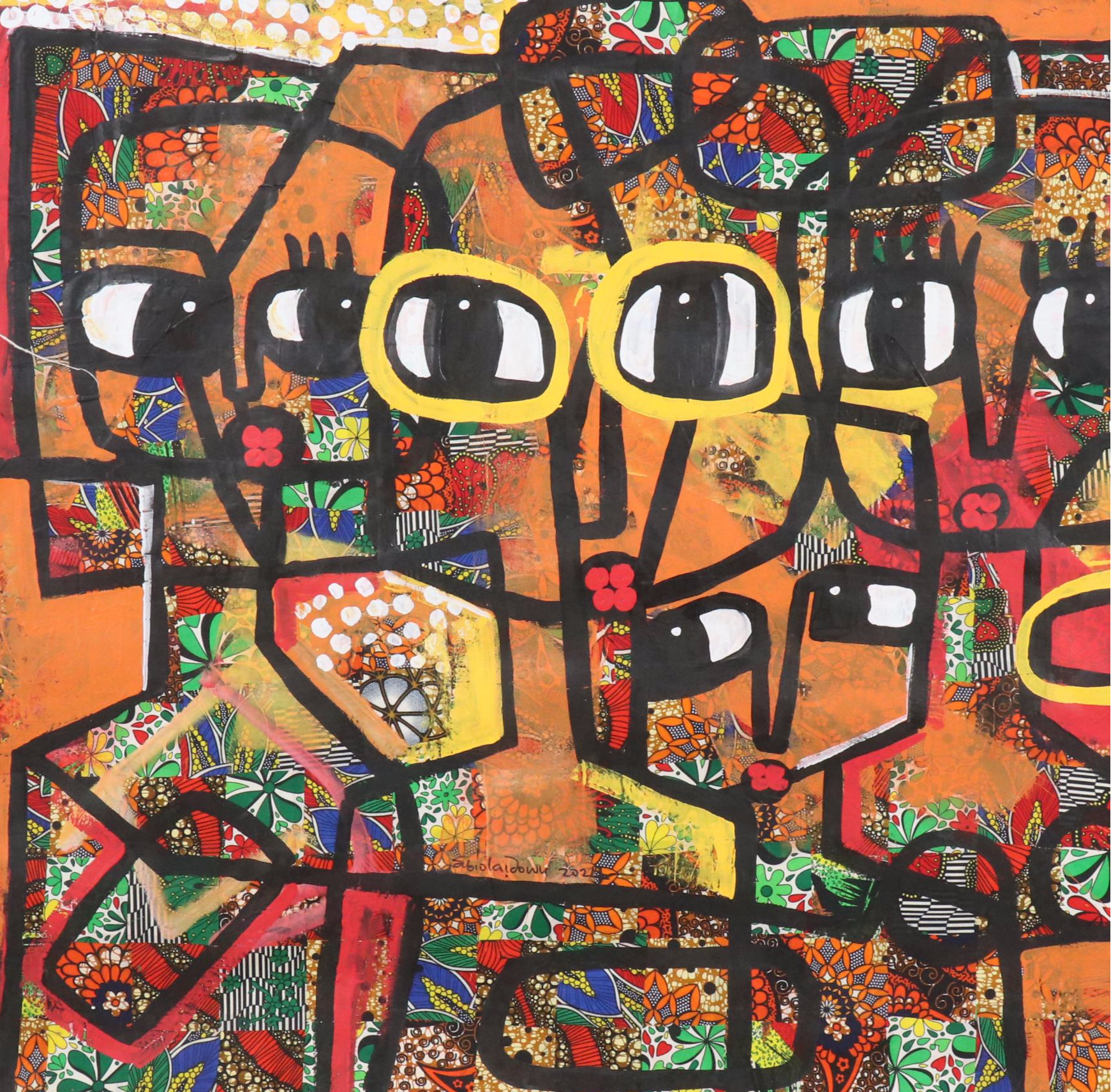 Abiola Idowu Stylized Collage Portrait "Beautiful Community I," 2024