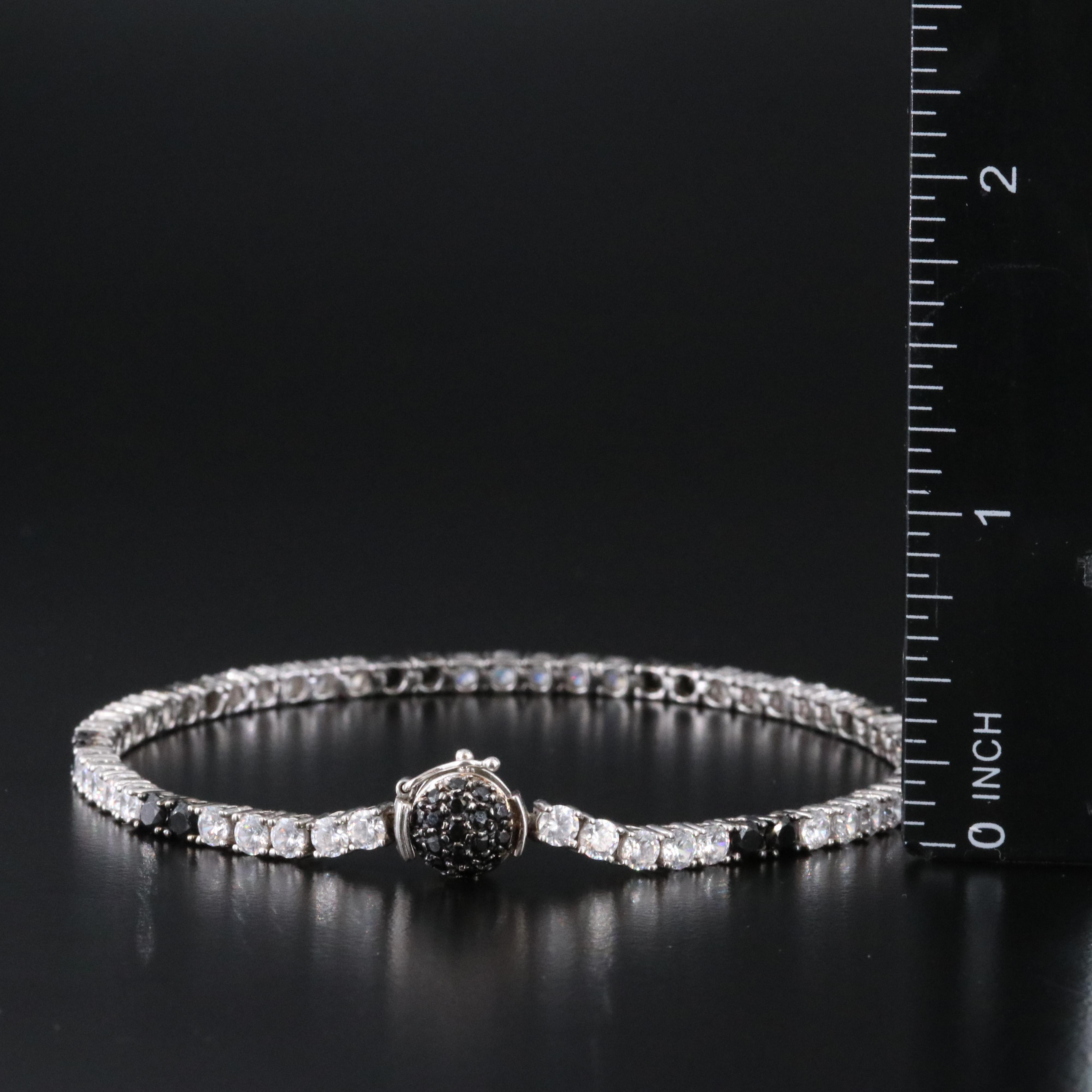 14K Black and White CZ Line Bracelet