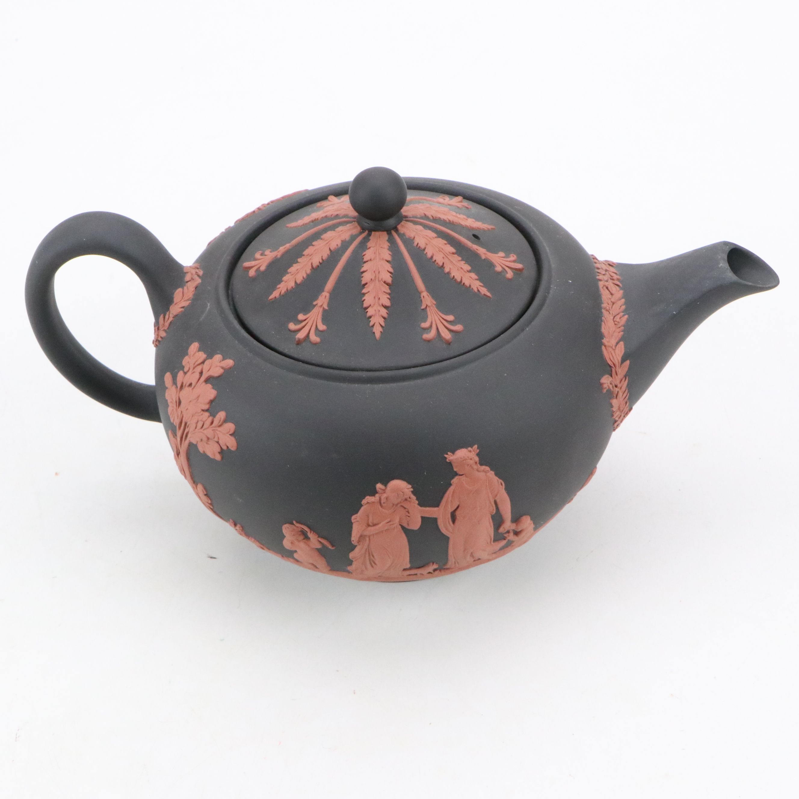 Wedgwood Terracotta on Black Jasperware and Quebec Black Basalt Teapots