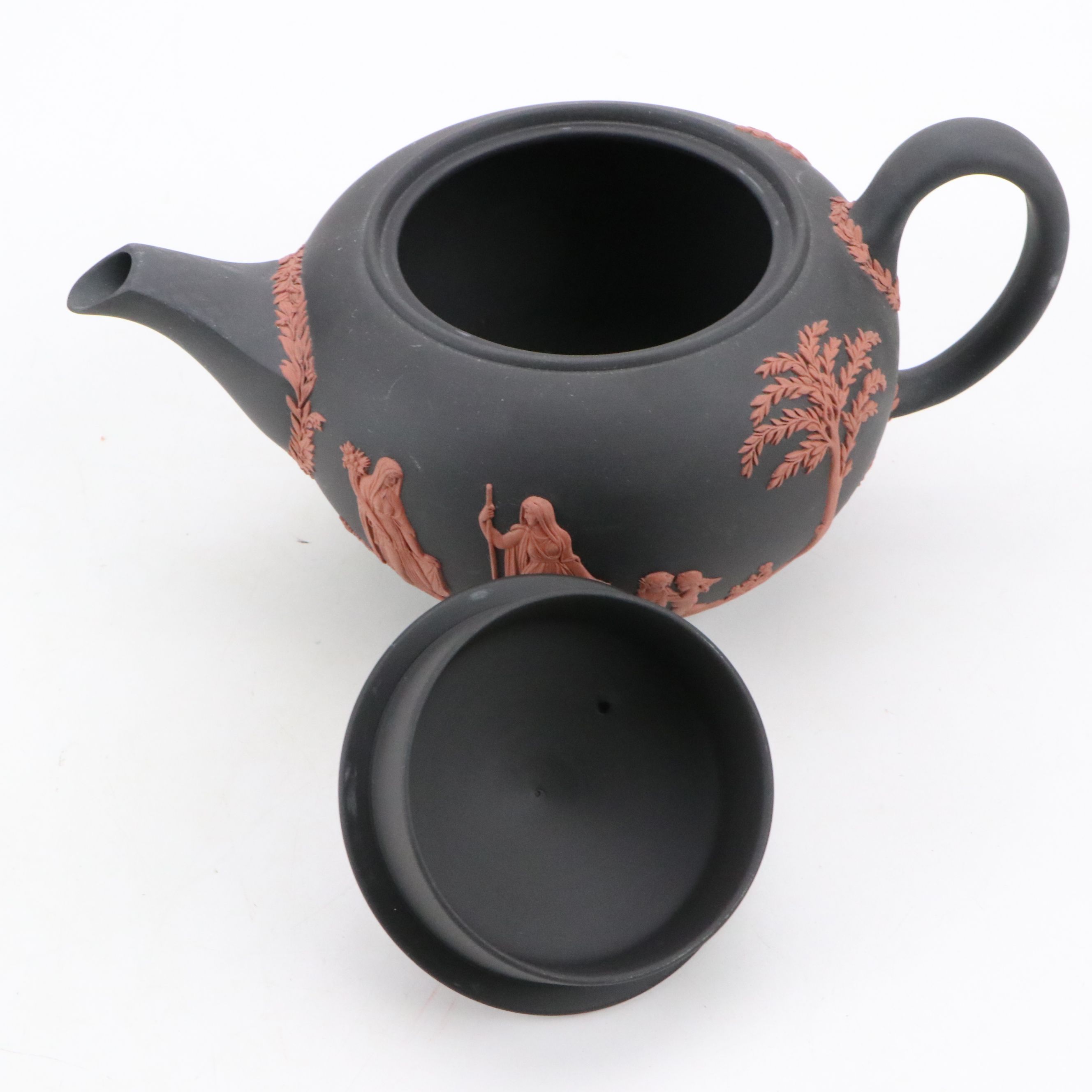 Wedgwood Terracotta on Black Jasperware and Quebec Black Basalt Teapots