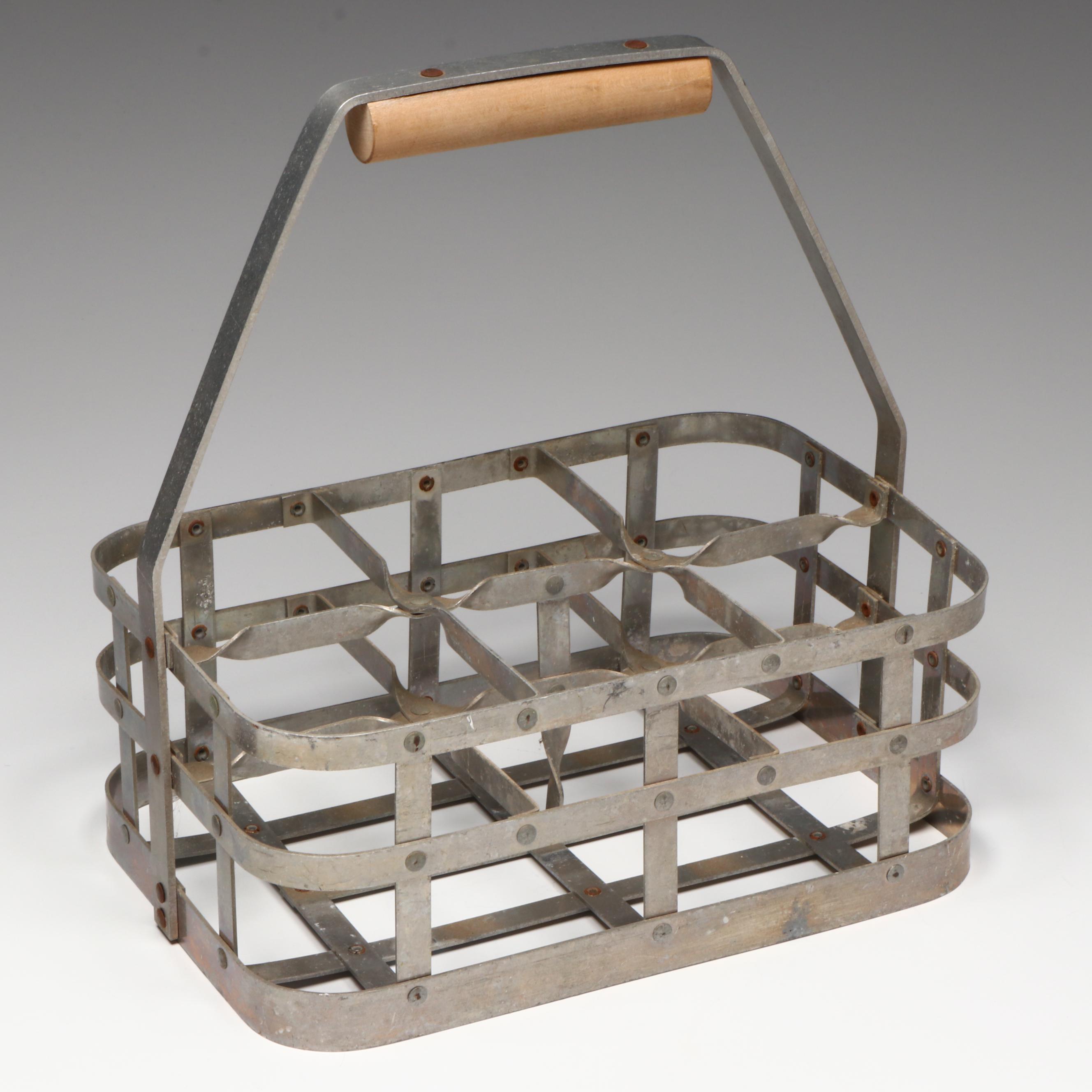 Carnation Milk Glass Bottles with Caddy, Mid-20th Century