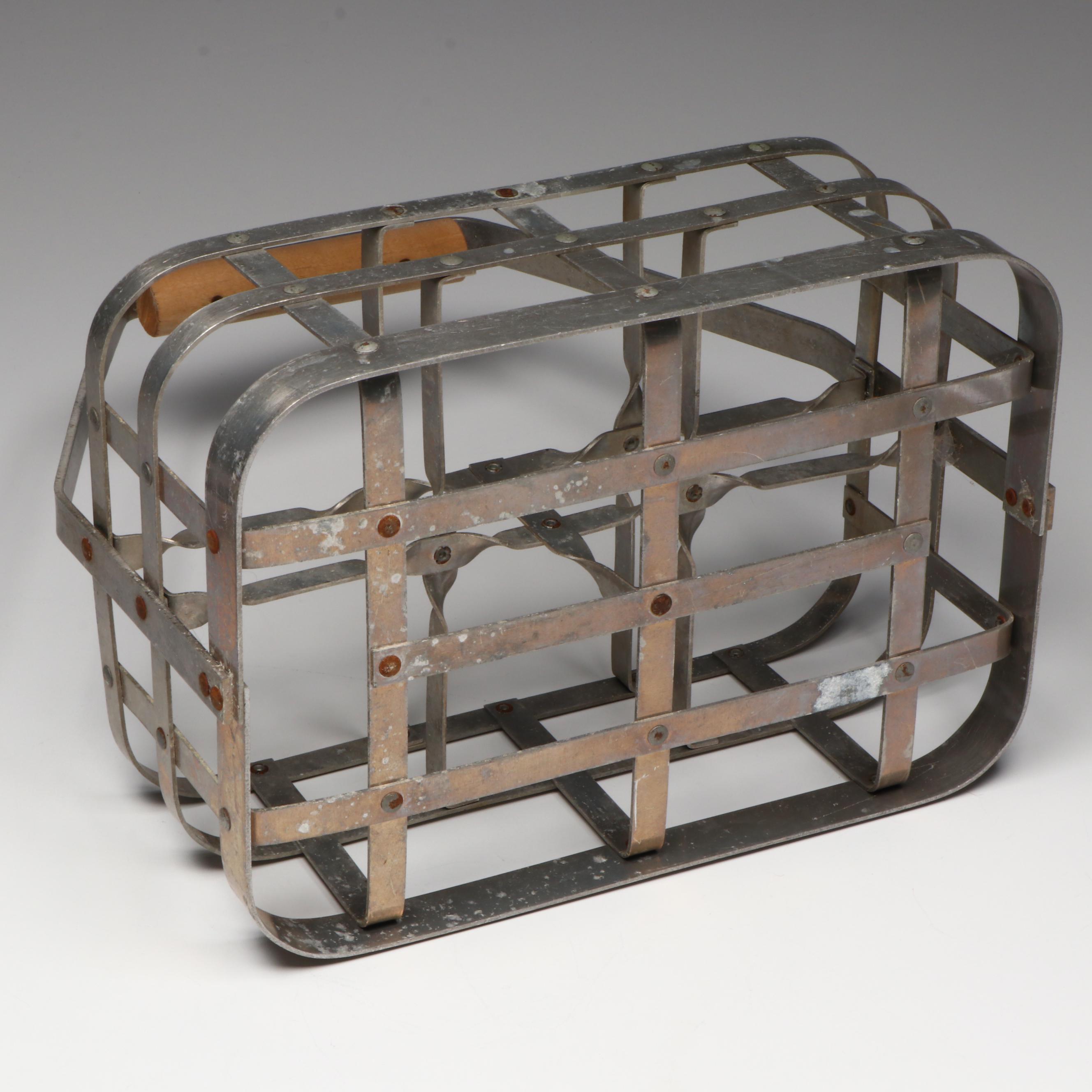 Carnation Milk Glass Bottles with Caddy, Mid-20th Century