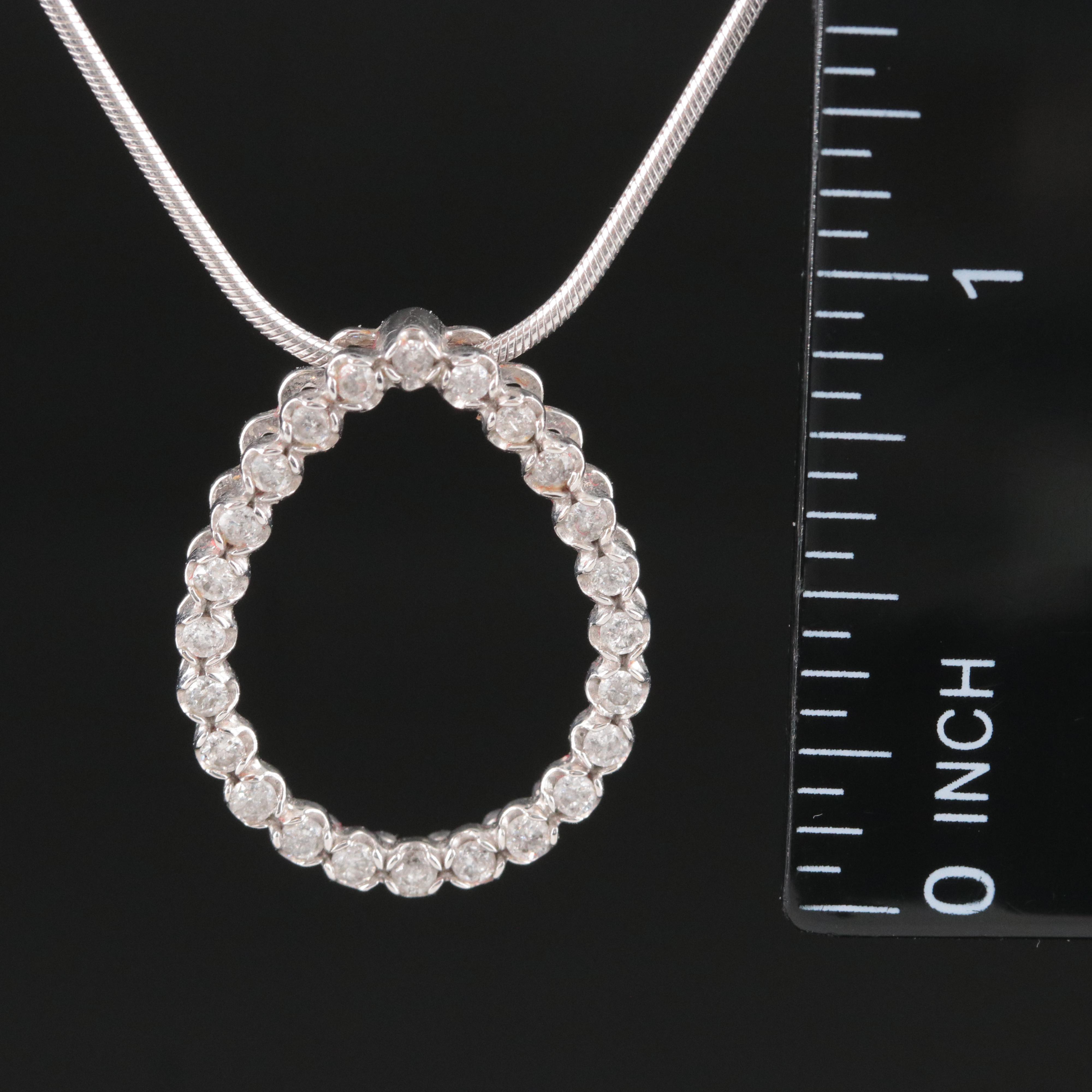 10K 0.48 CTW Diamond Pendant on 14K Snake Chain Necklace