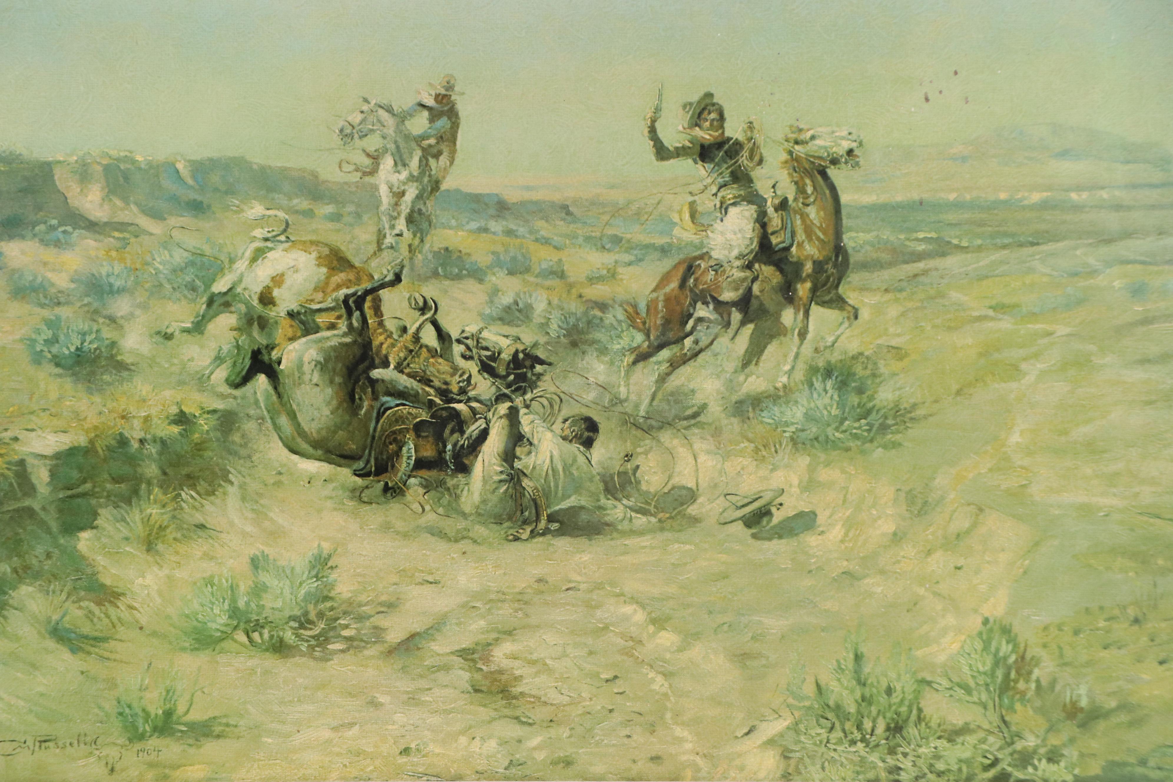 Giclée After Charles M. Russell "The Broken Rope"