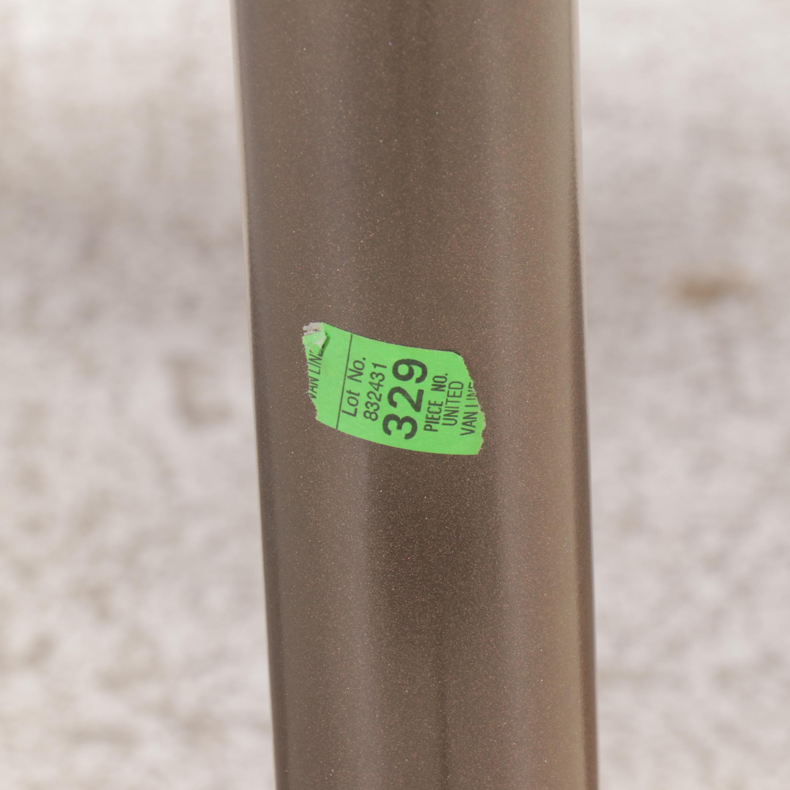 Set of Three Contemporary Fabric Upholstered Metal Swivel Barstools