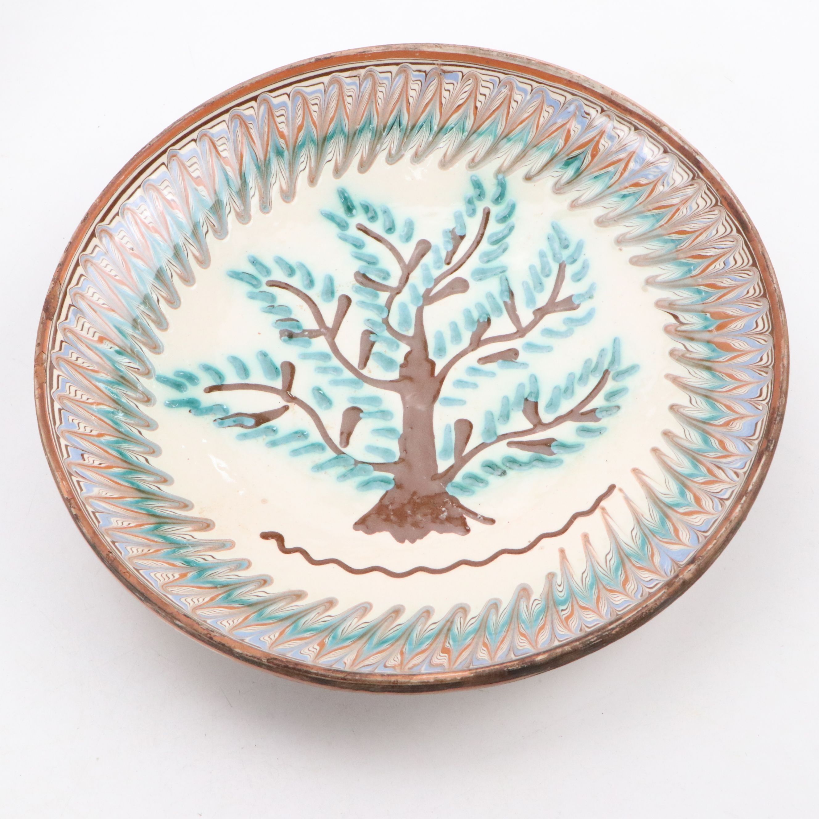 Romanian Pottery Slip Glazed Tree Plates