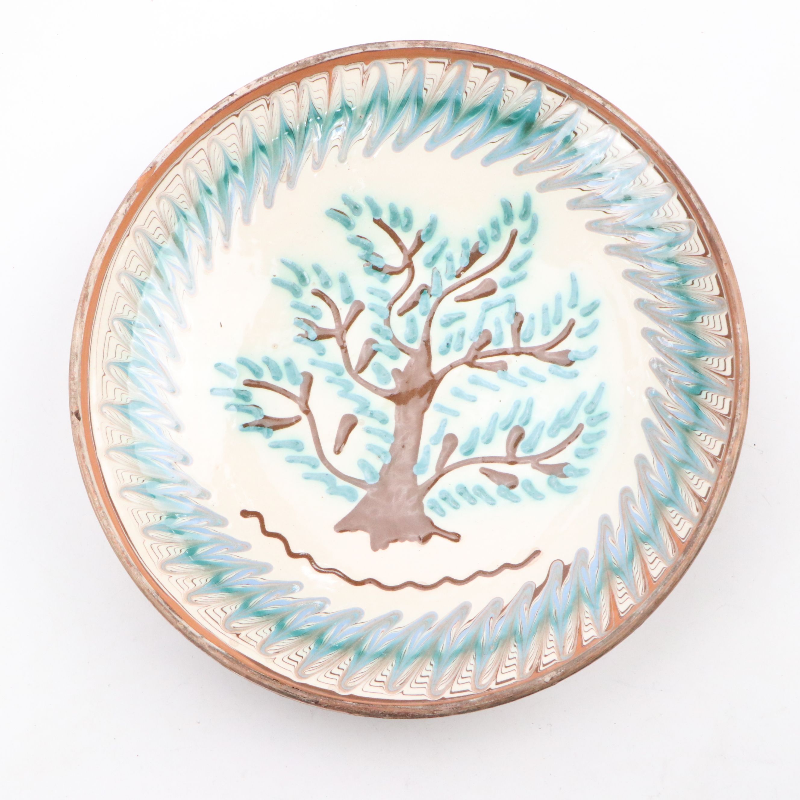 Romanian Pottery Slip Glazed Tree Plates