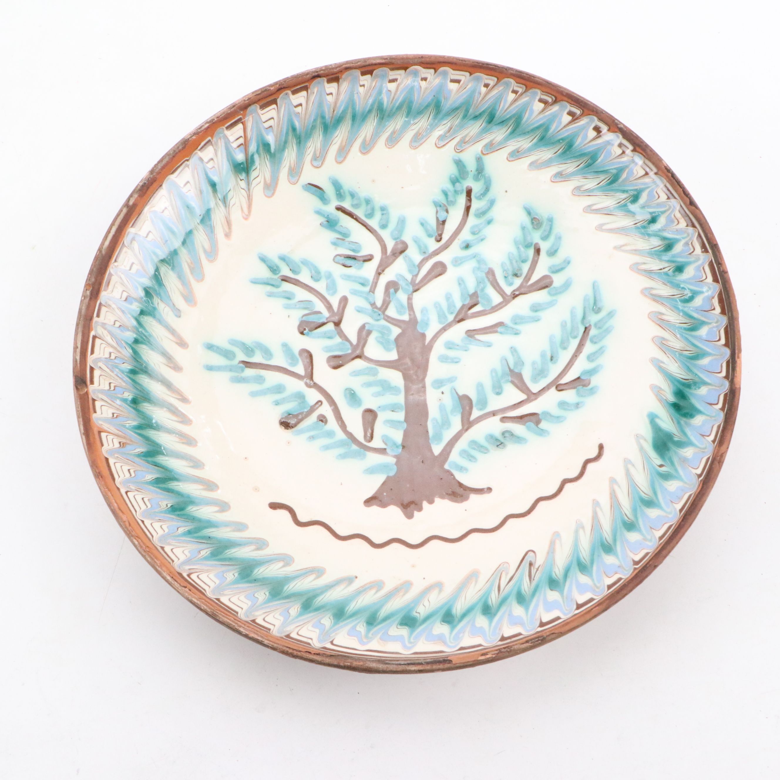 Romanian Pottery Slip Glazed Tree Plates