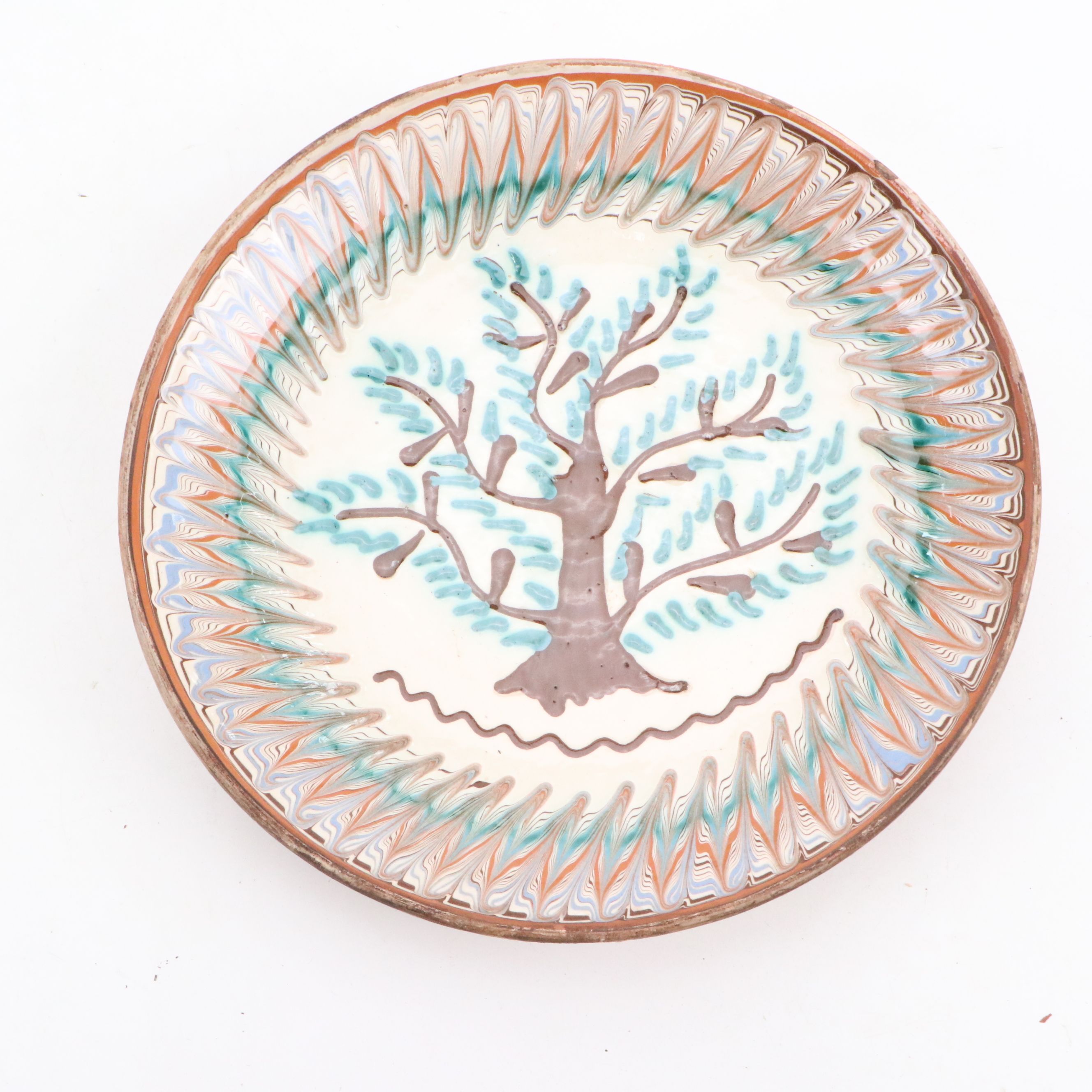 Romanian Pottery Slip Glazed Tree Plates