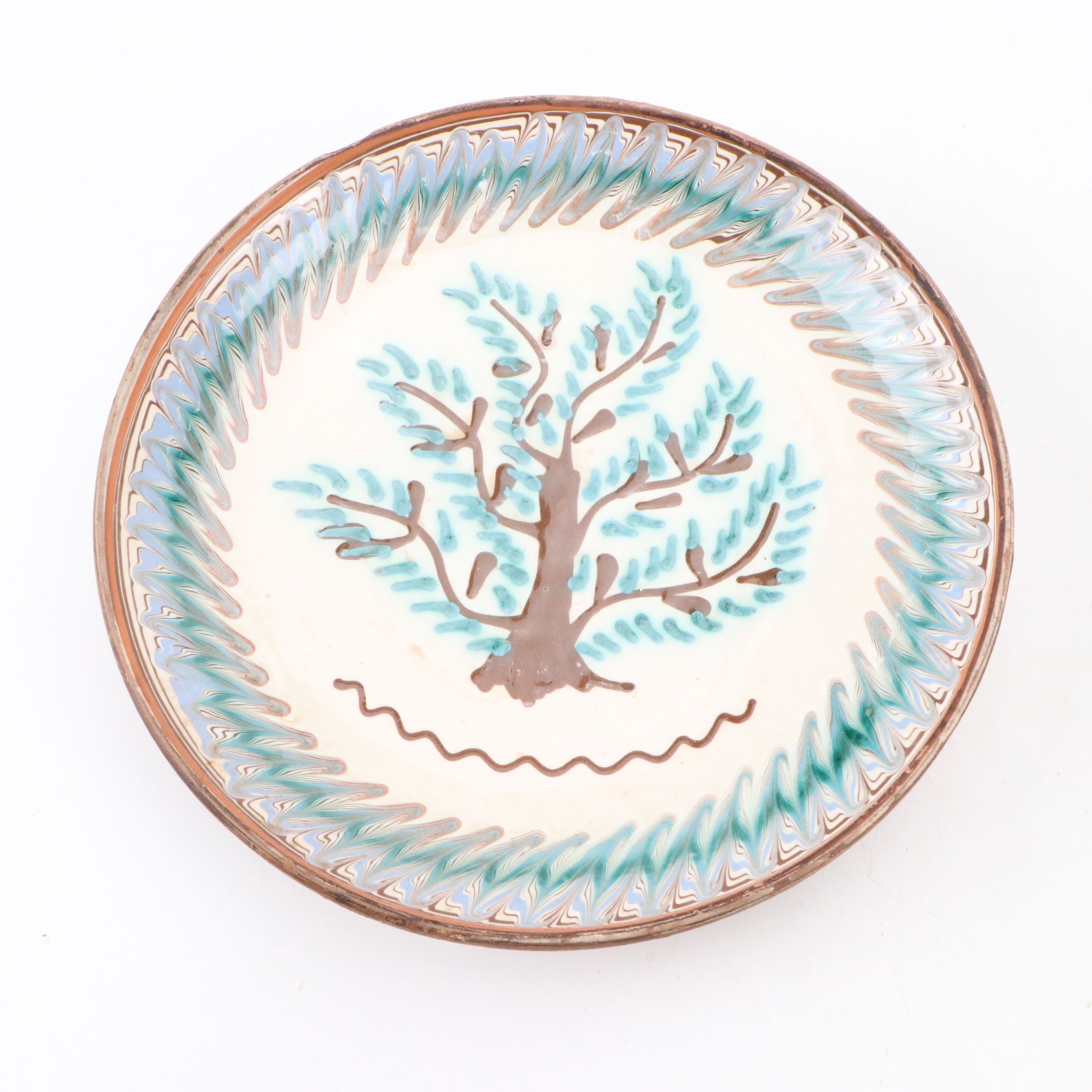 Romanian Pottery Slip Glazed Tree Plates