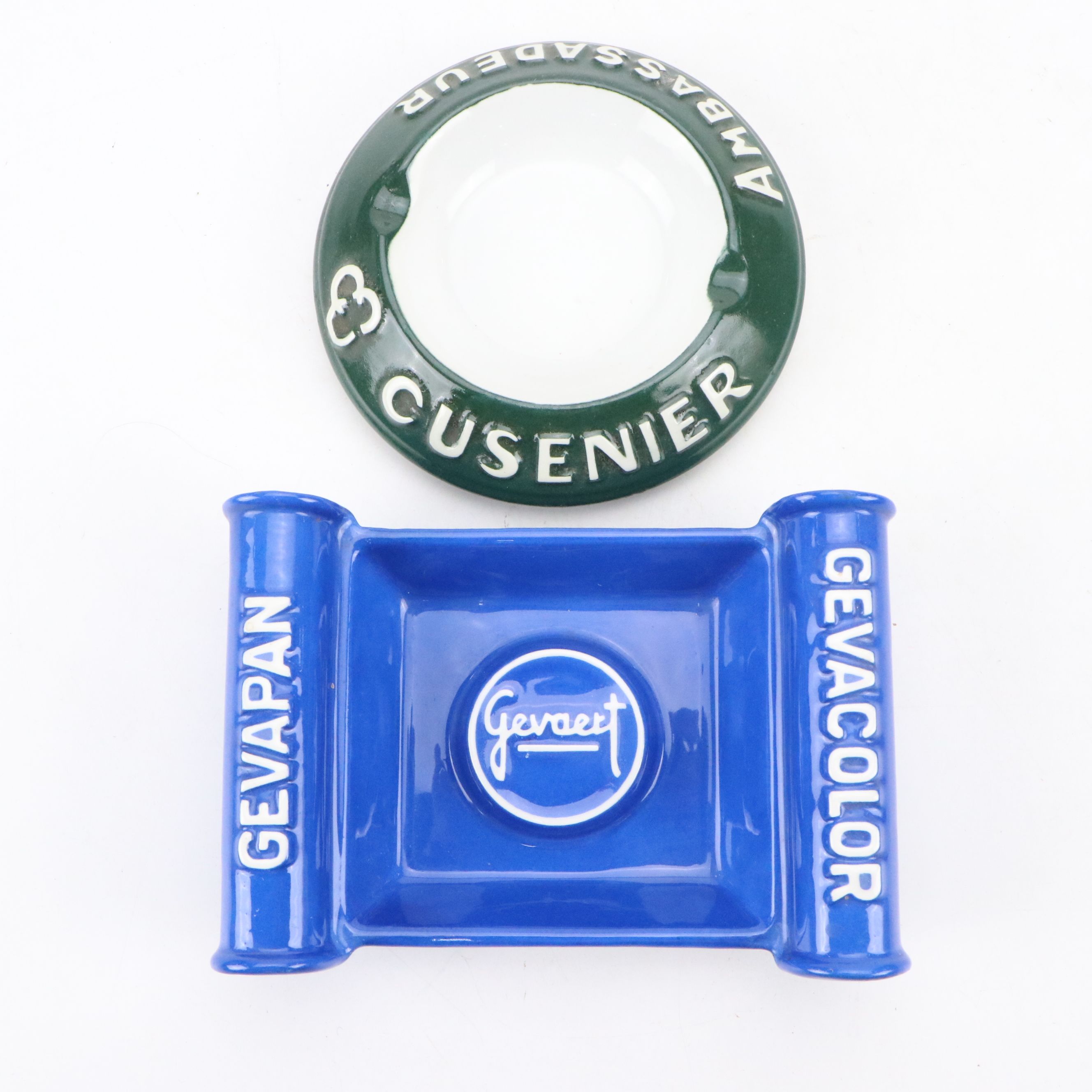 Moulin de Loups French Advertisement Ceramic Ashtrays, 20th Century