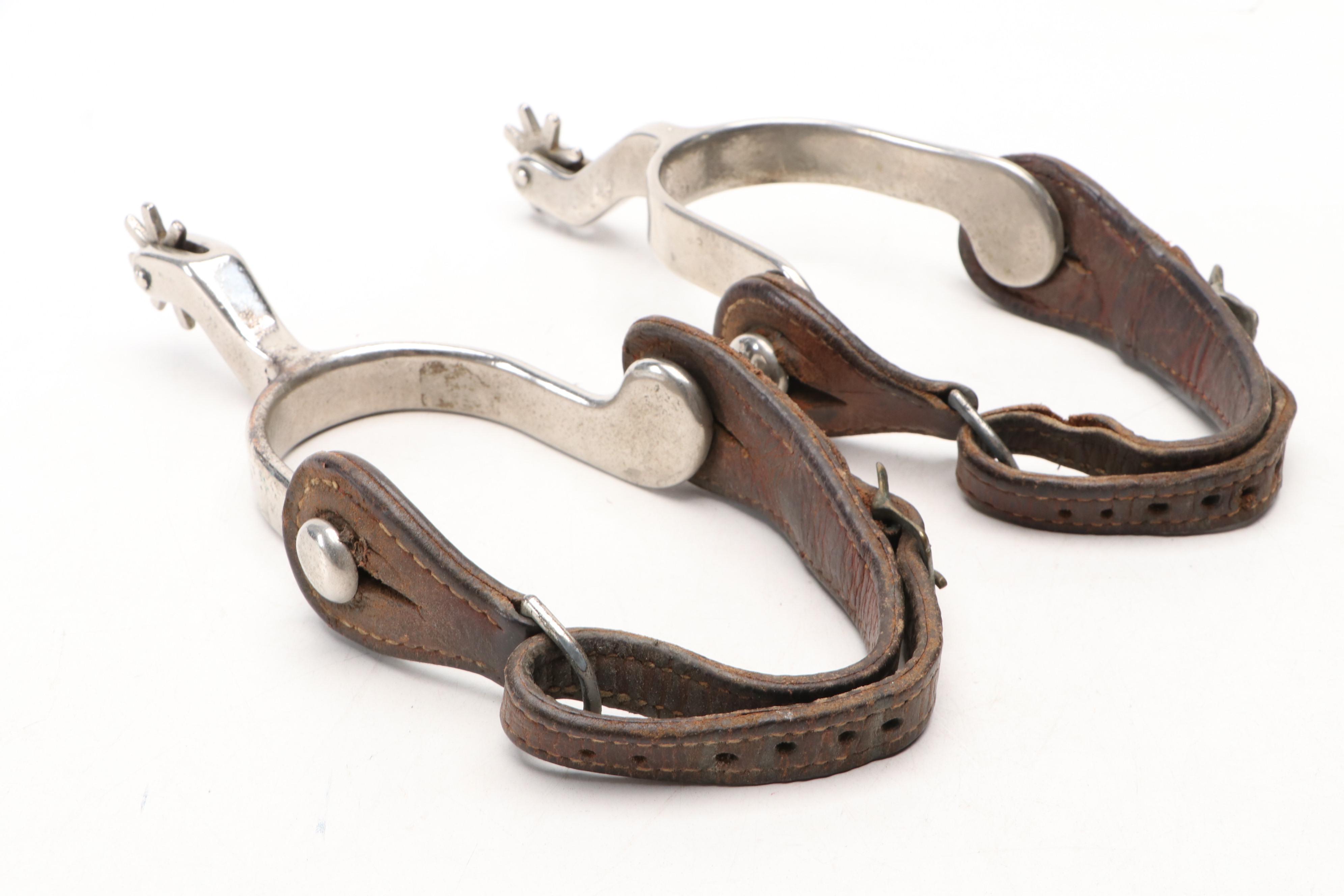 Pair of Cowboy Western Spurs and Marlin Cast Metal Cowboy Belt Buckle