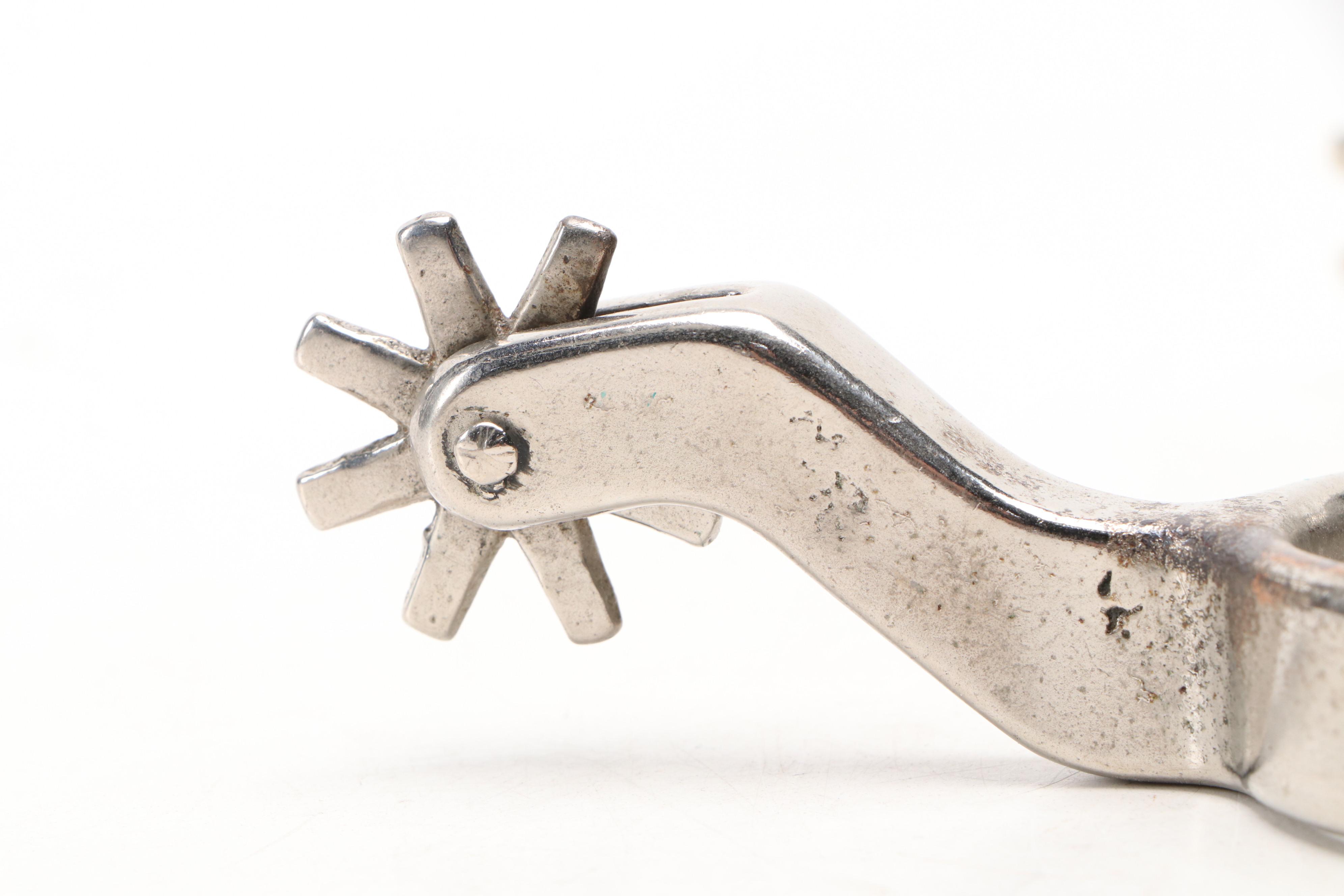 Pair of Cowboy Western Spurs and Marlin Cast Metal Cowboy Belt Buckle