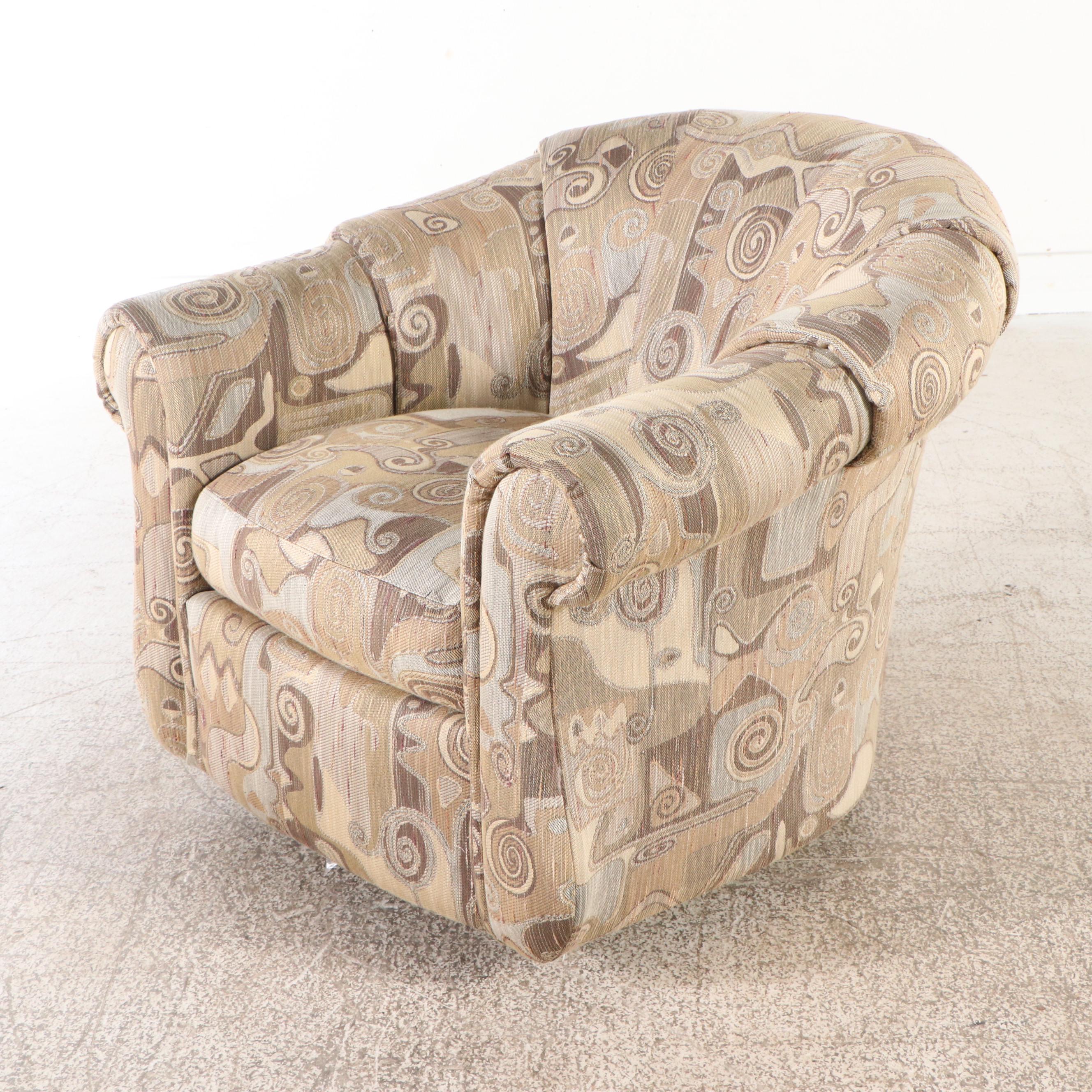 Pair of Precedent by Sherrill Furniture Channel-Tufted Swivel Armchairs