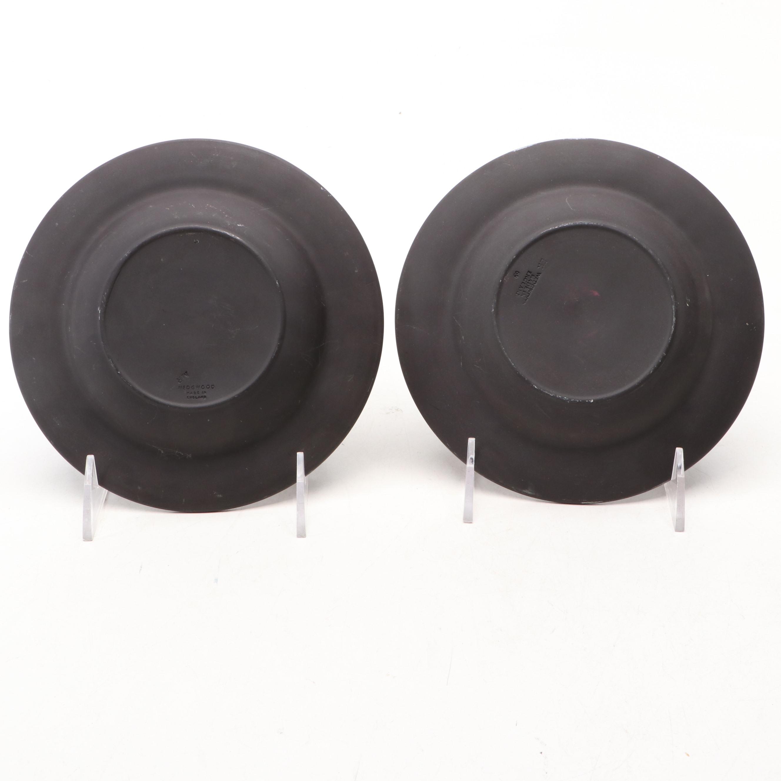 Wedgwood Black Jasperware Portrait Vase with Other Plates and Trays