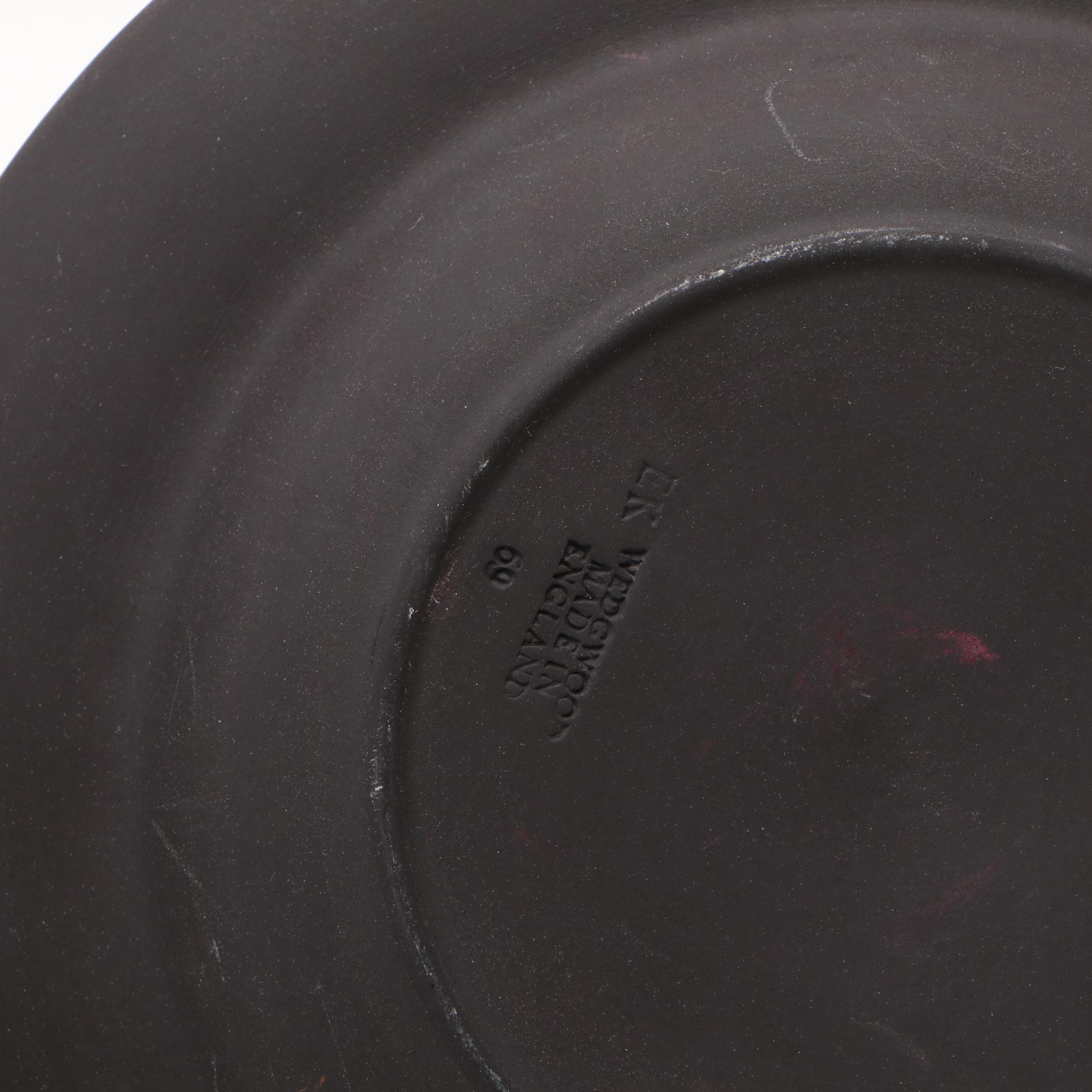 Wedgwood Black Jasperware Portrait Vase with Other Plates and Trays