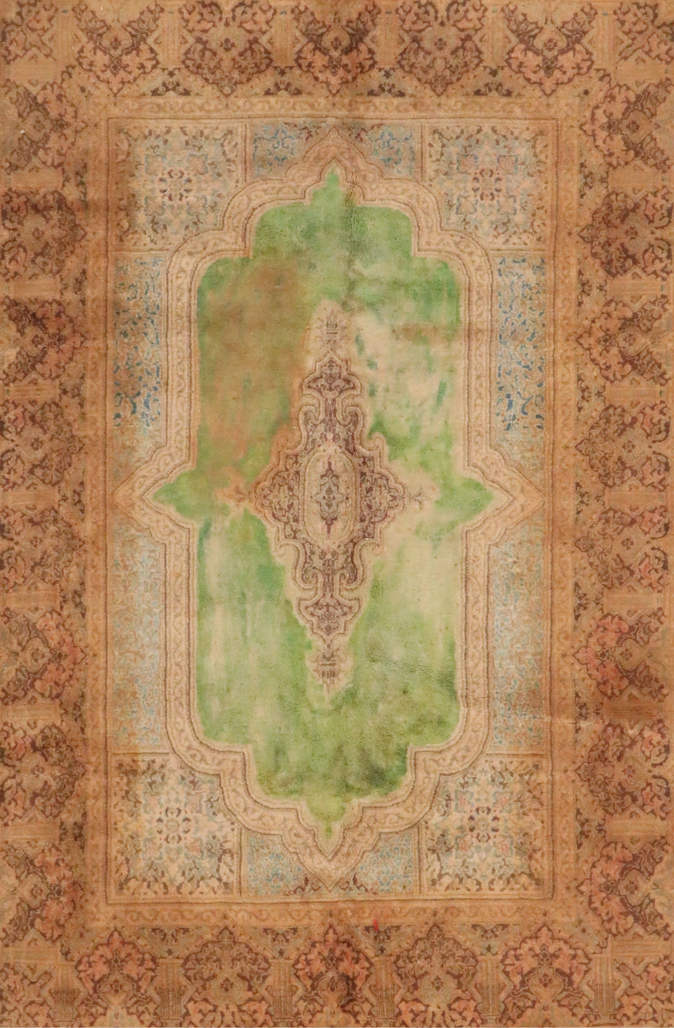 6'4 x 10' Hand-Knotted Persian Kerman Area Rug
