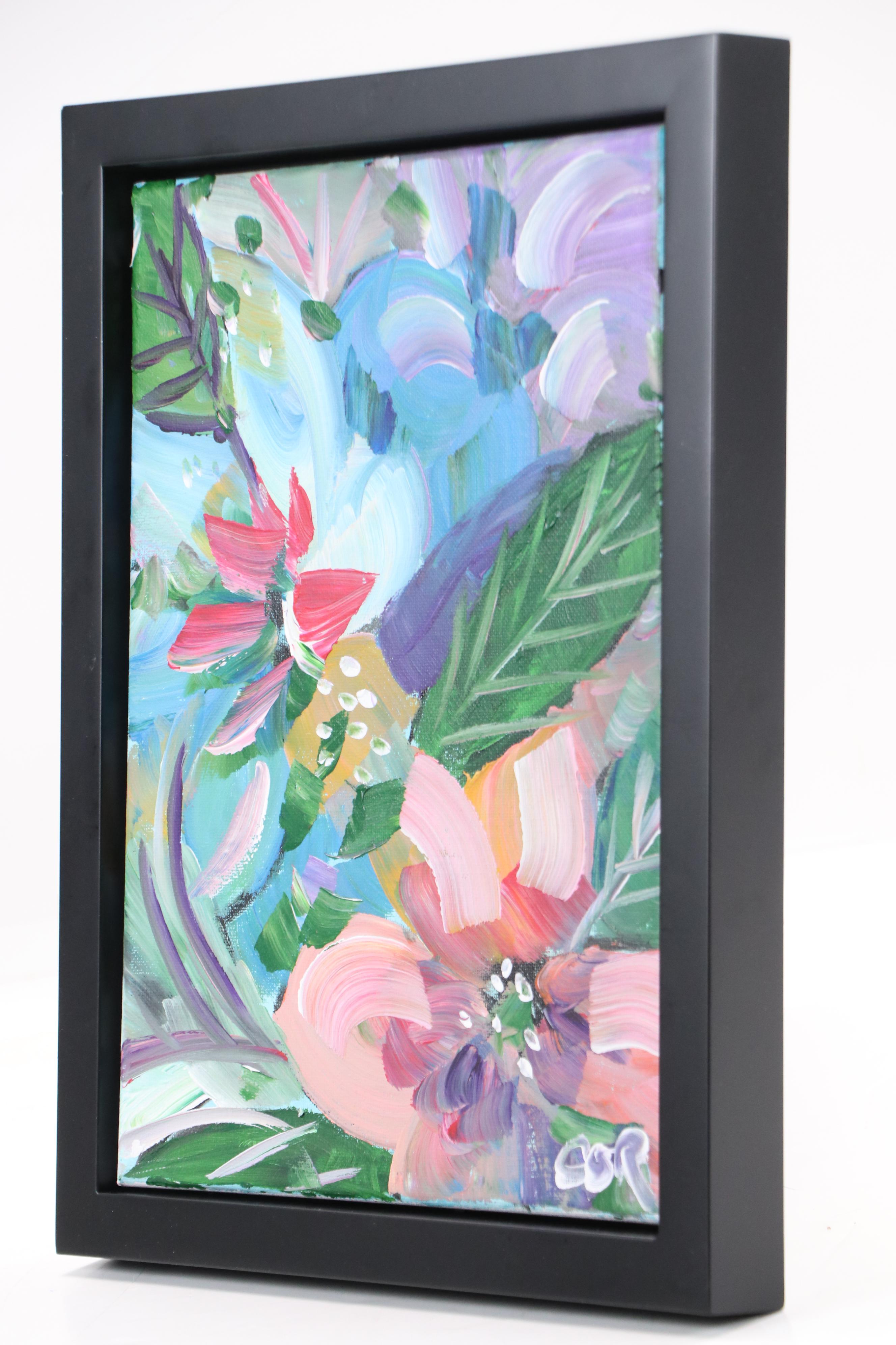 Corbellic Stylized Acrylic Painting with Tropical Flowers, 2025