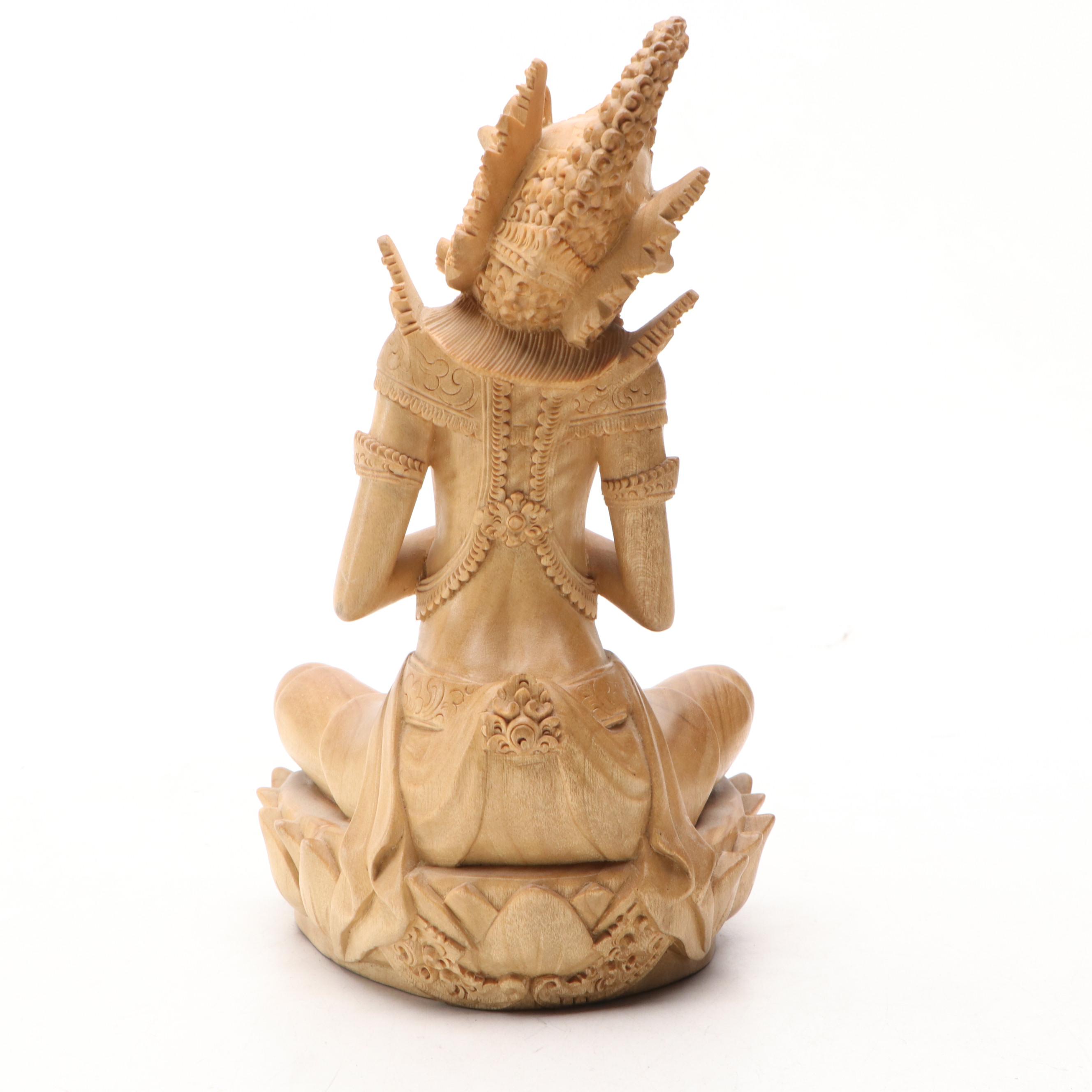 Balinese Carved Indra or Arjuna Meditating