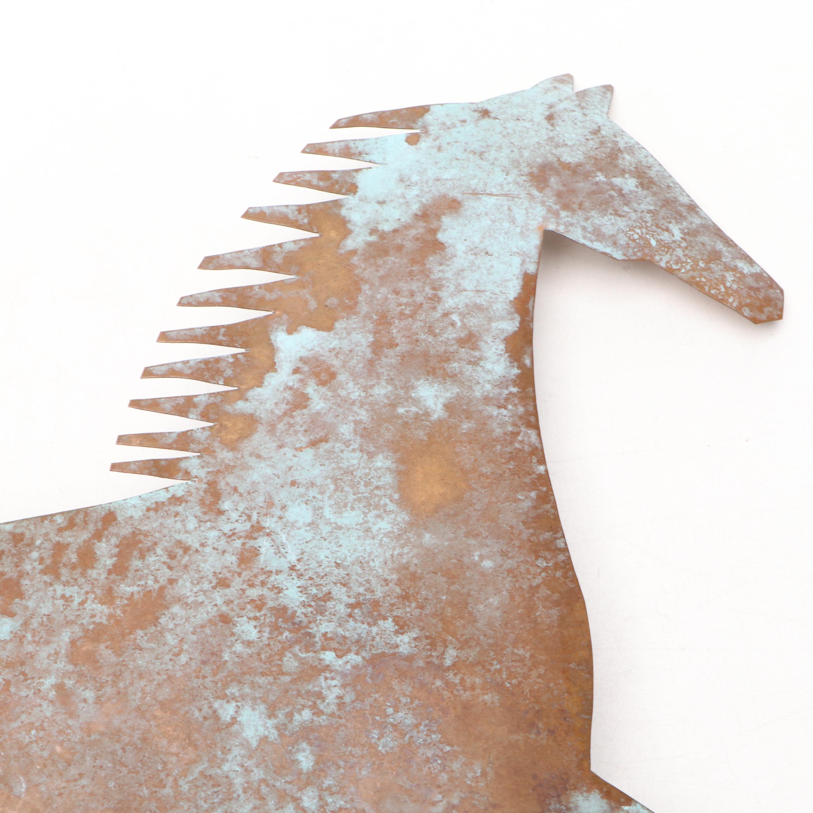 Primitive Patinated Copper Horse Weathervane