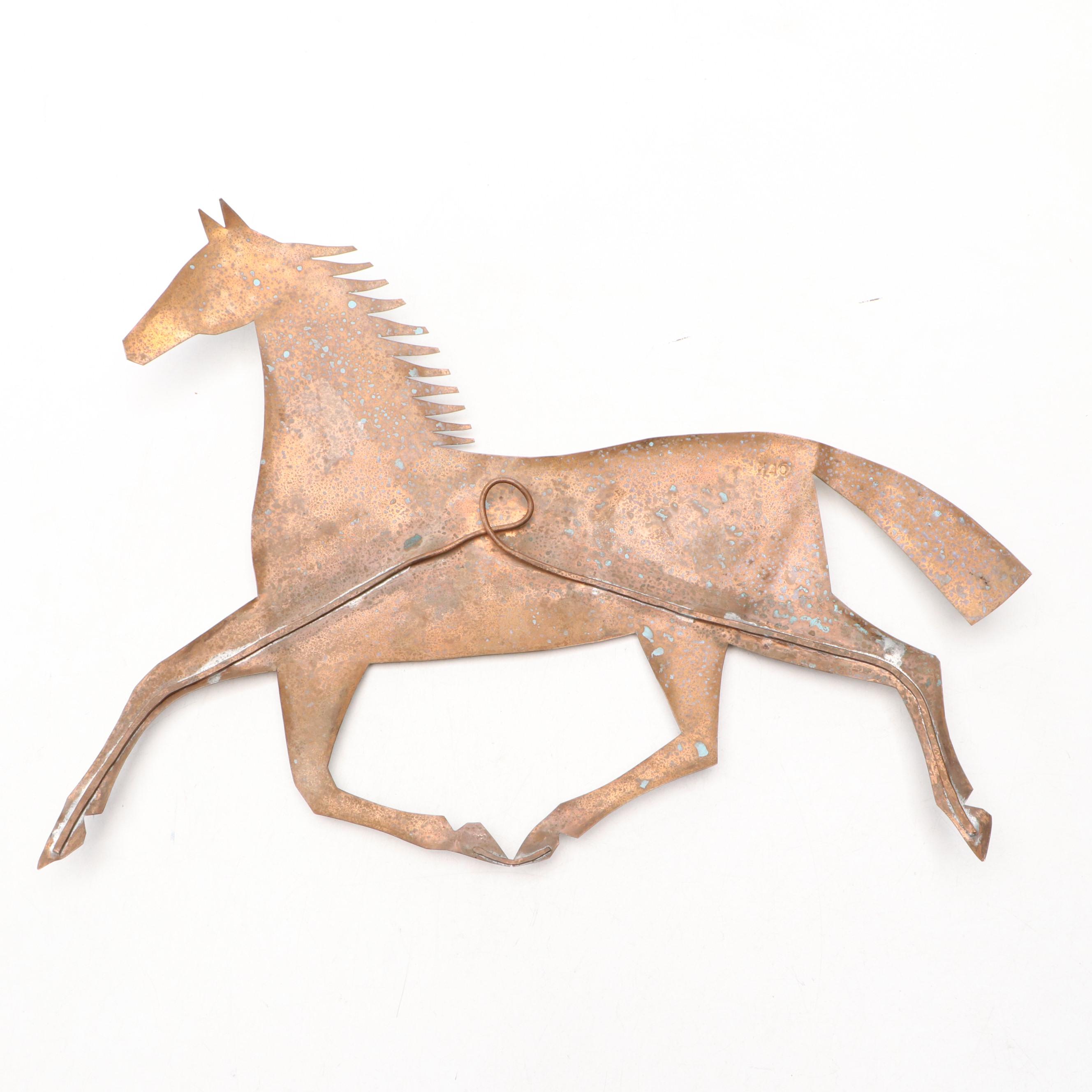 Primitive Patinated Copper Horse Weathervane