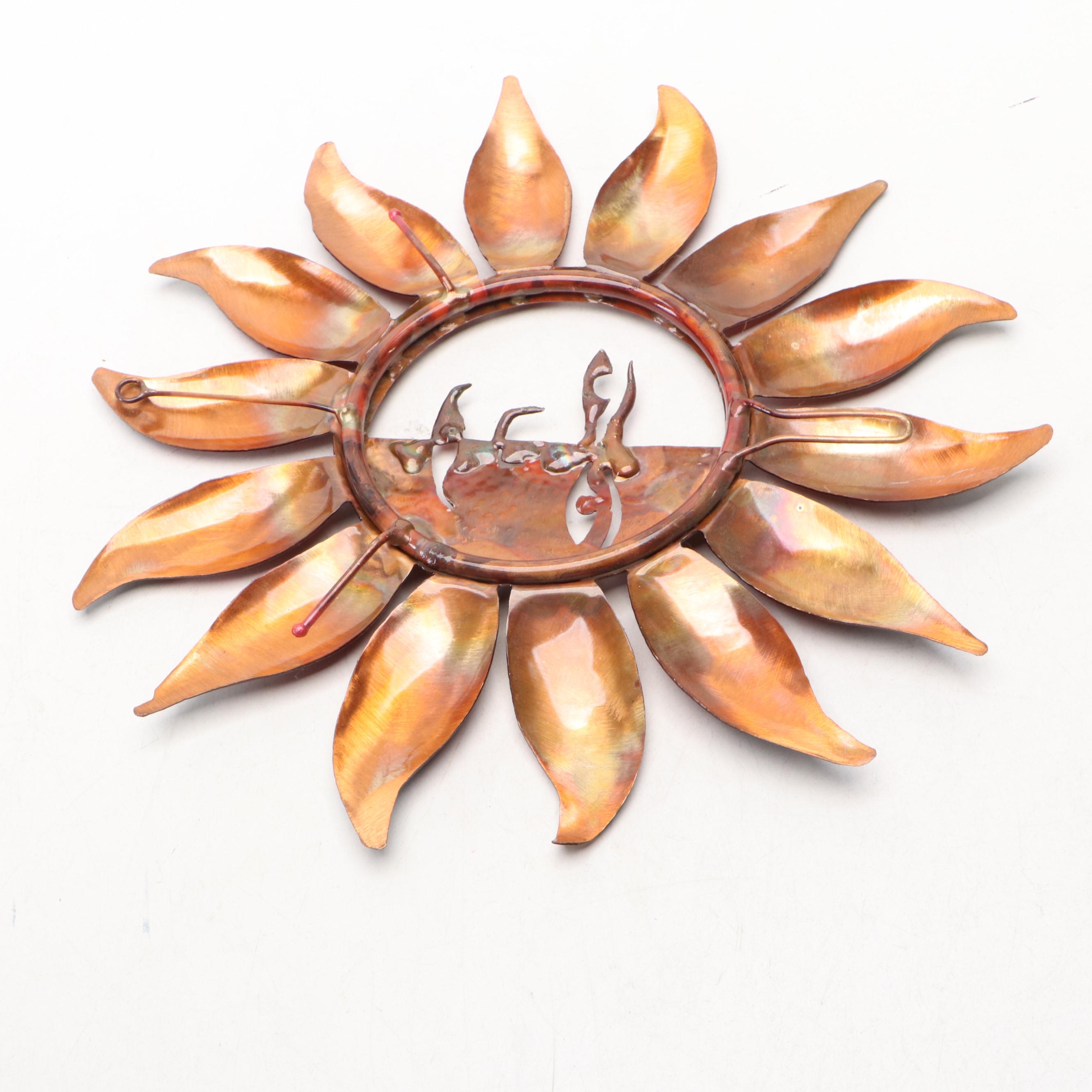 Painted Metal Sun Face Outdoor Decor