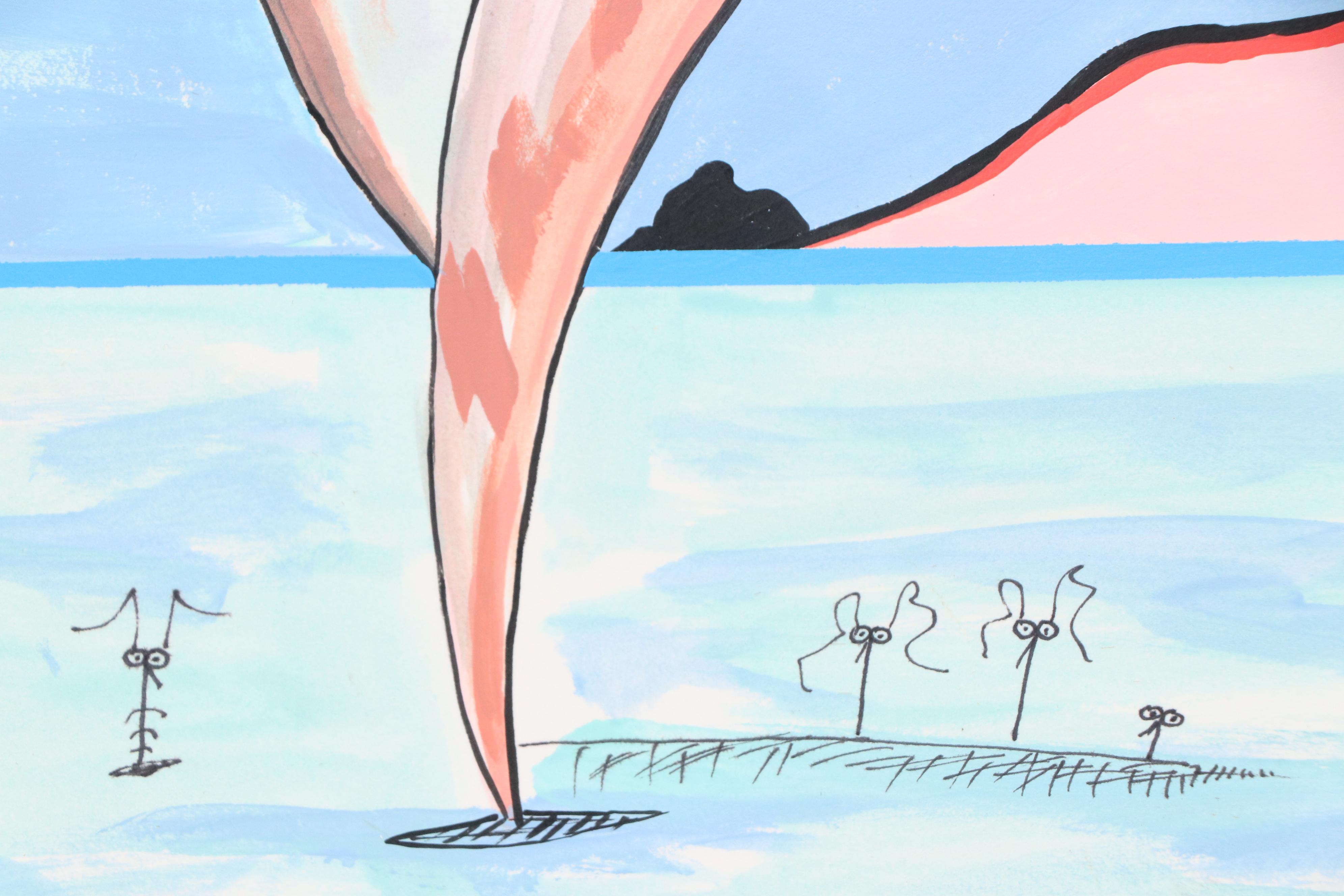 Thomas Cain Surrealist Mixed Media Painting "Into No Man's Land III," 1992