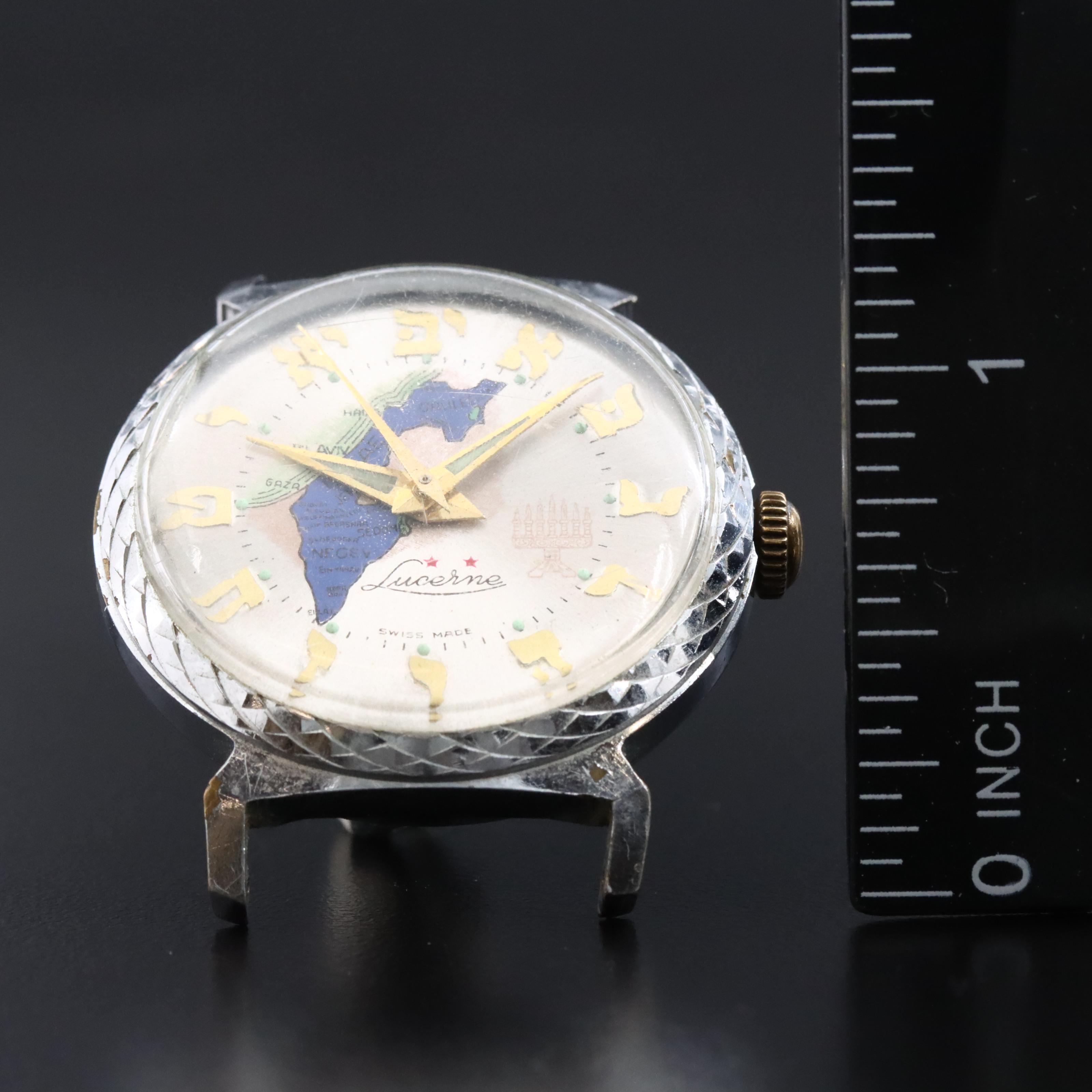 Lucerne Israel Map Dial Watch c.1950s-1960s