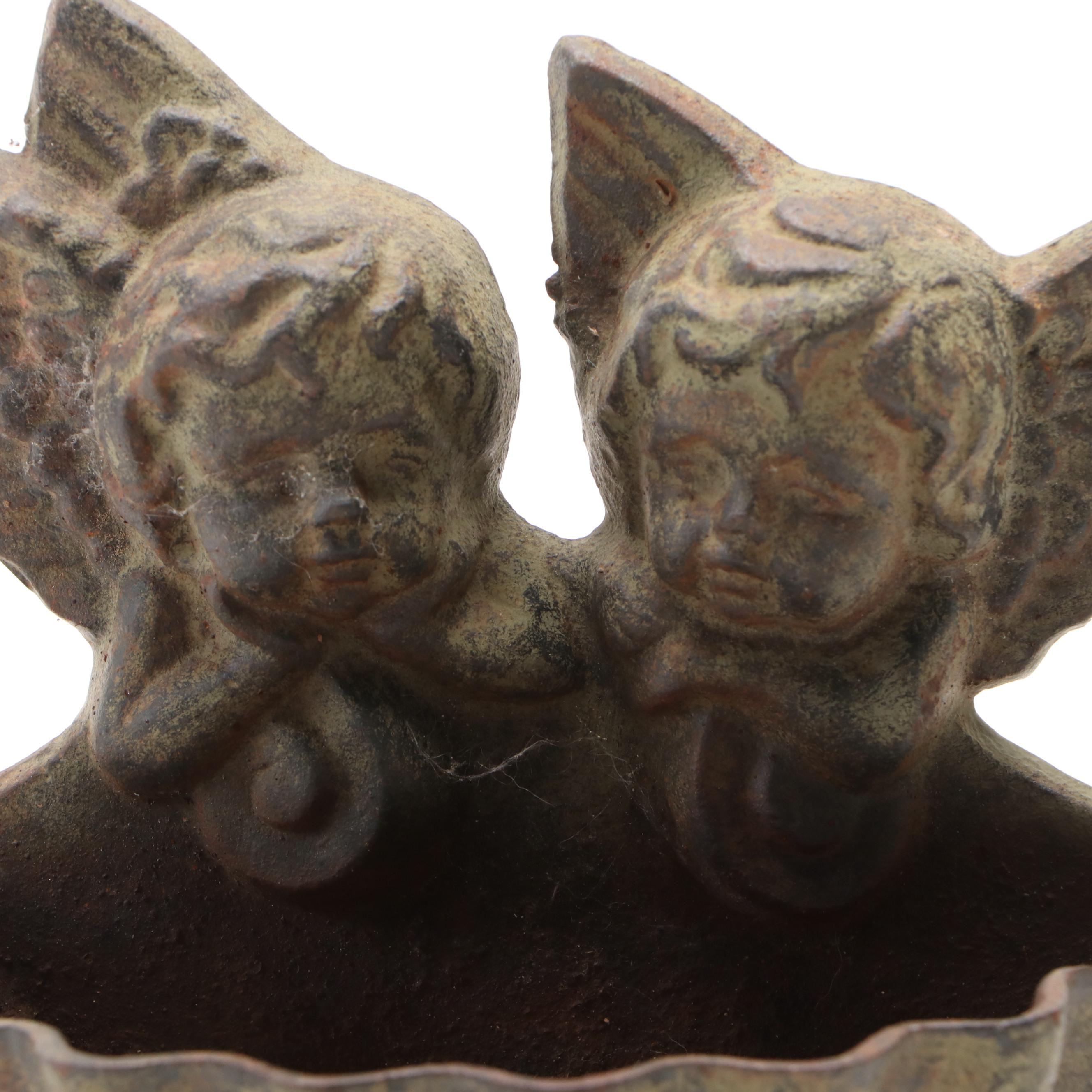 Baroque Angel Cast Metal Wall Pocket