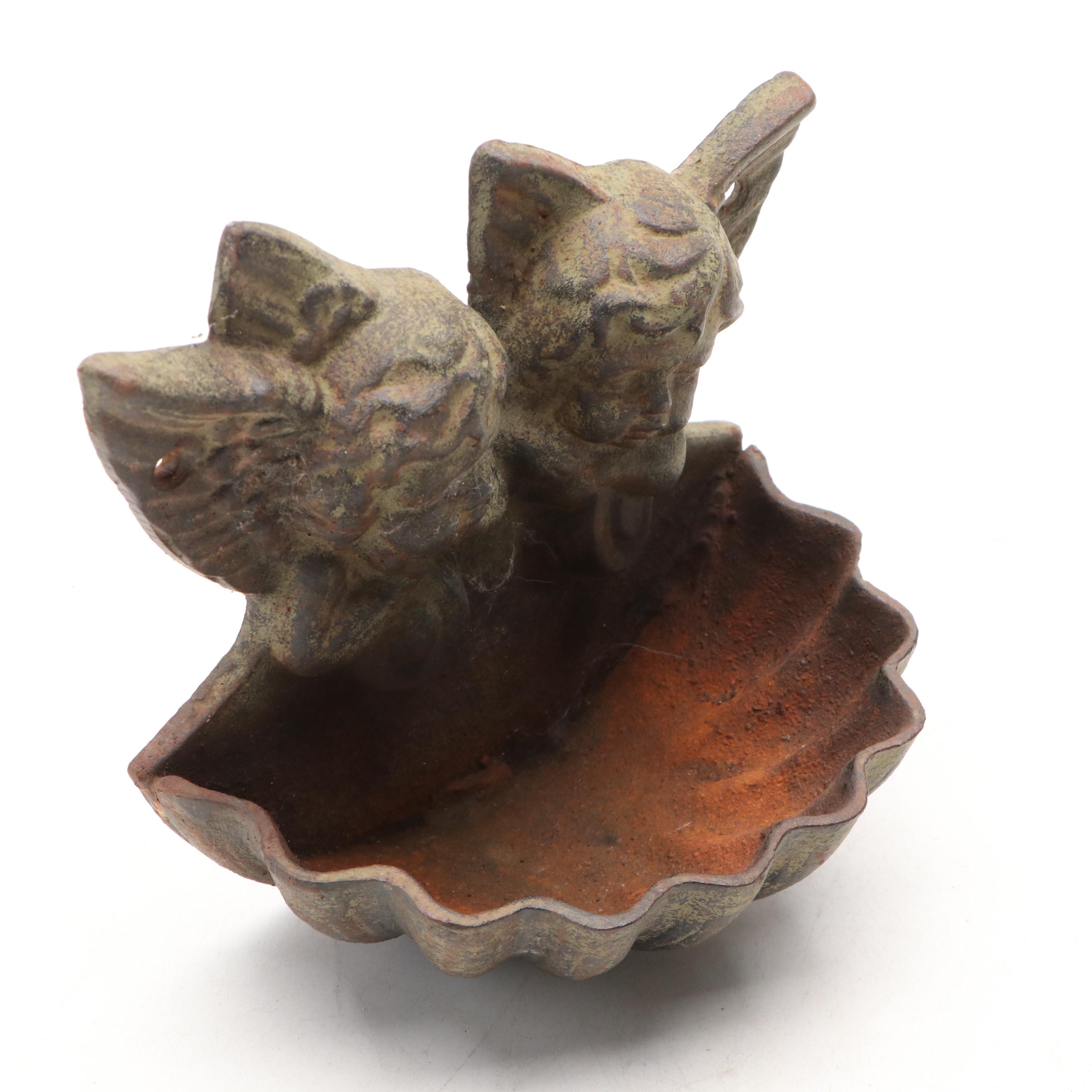 Baroque Angel Cast Metal Wall Pocket