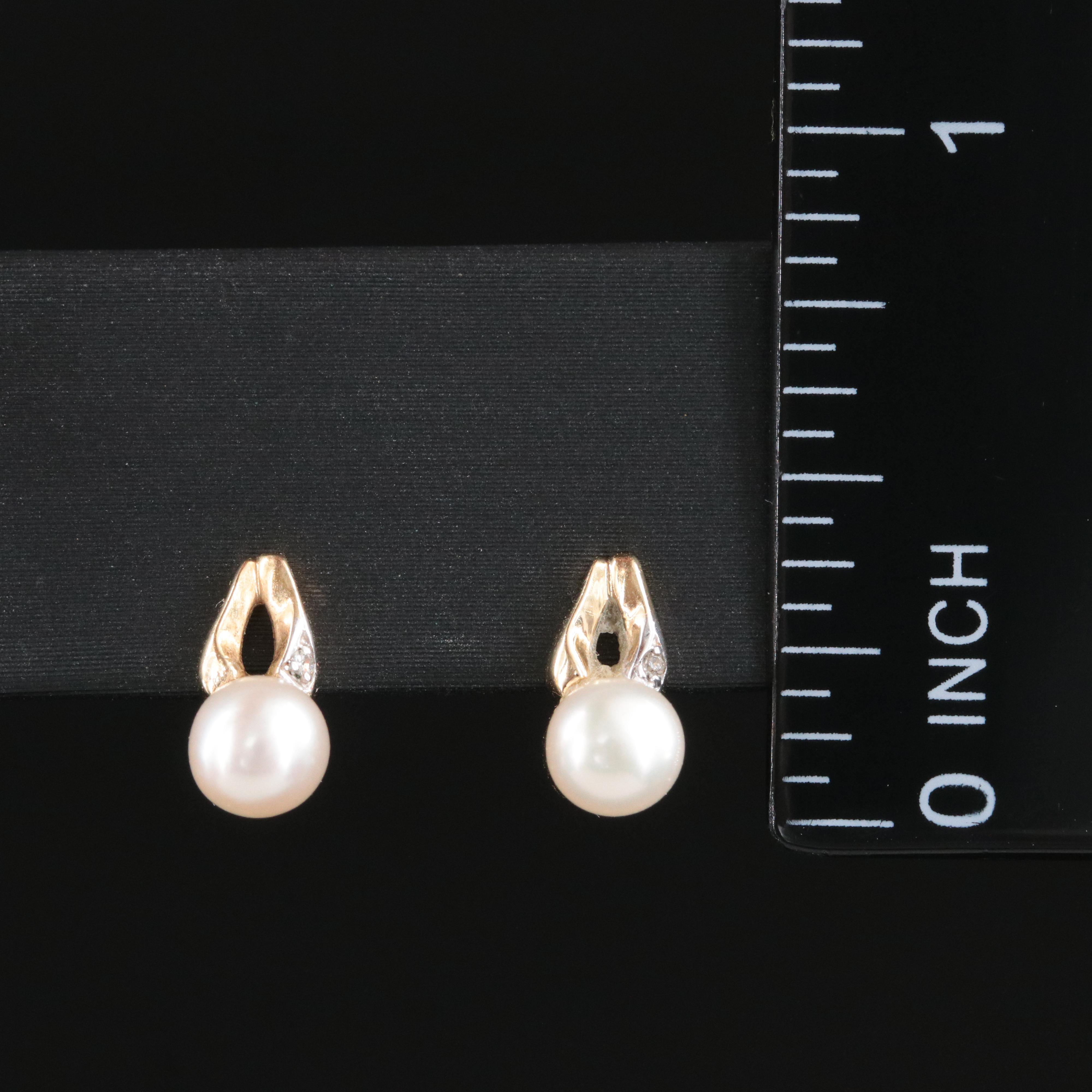 10K Pearl and Diamond Earrings