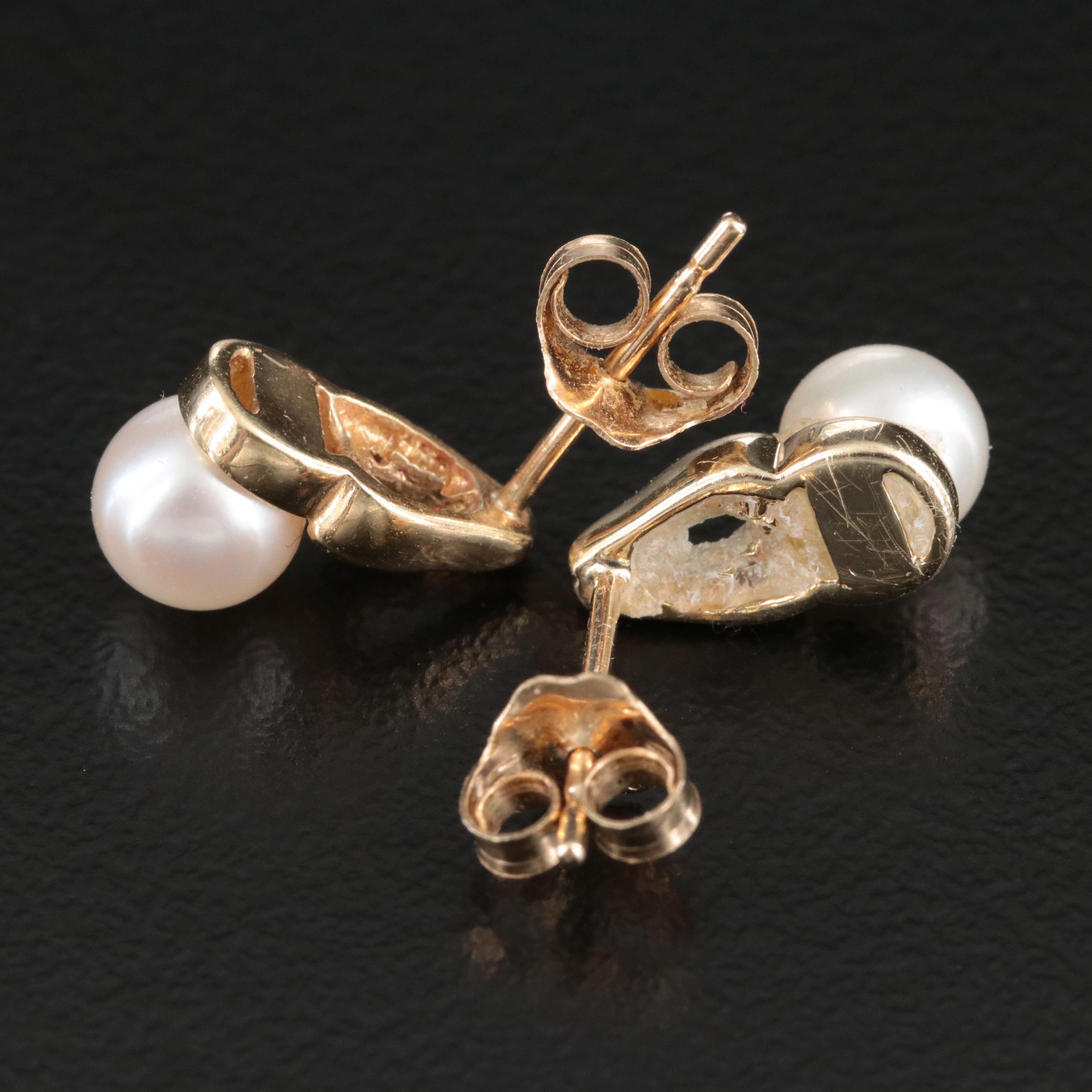 10K Pearl and Diamond Earrings