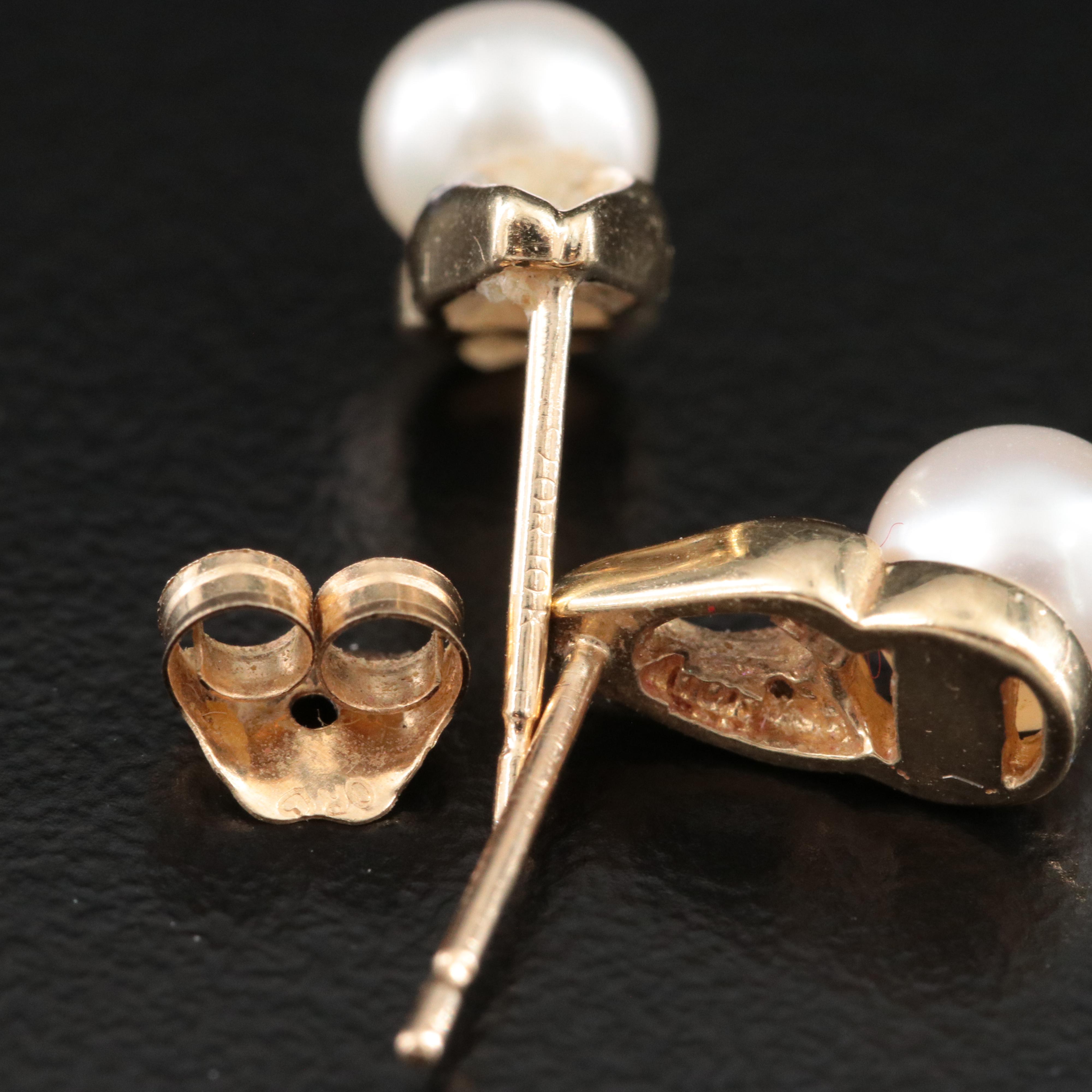 10K Pearl and Diamond Earrings