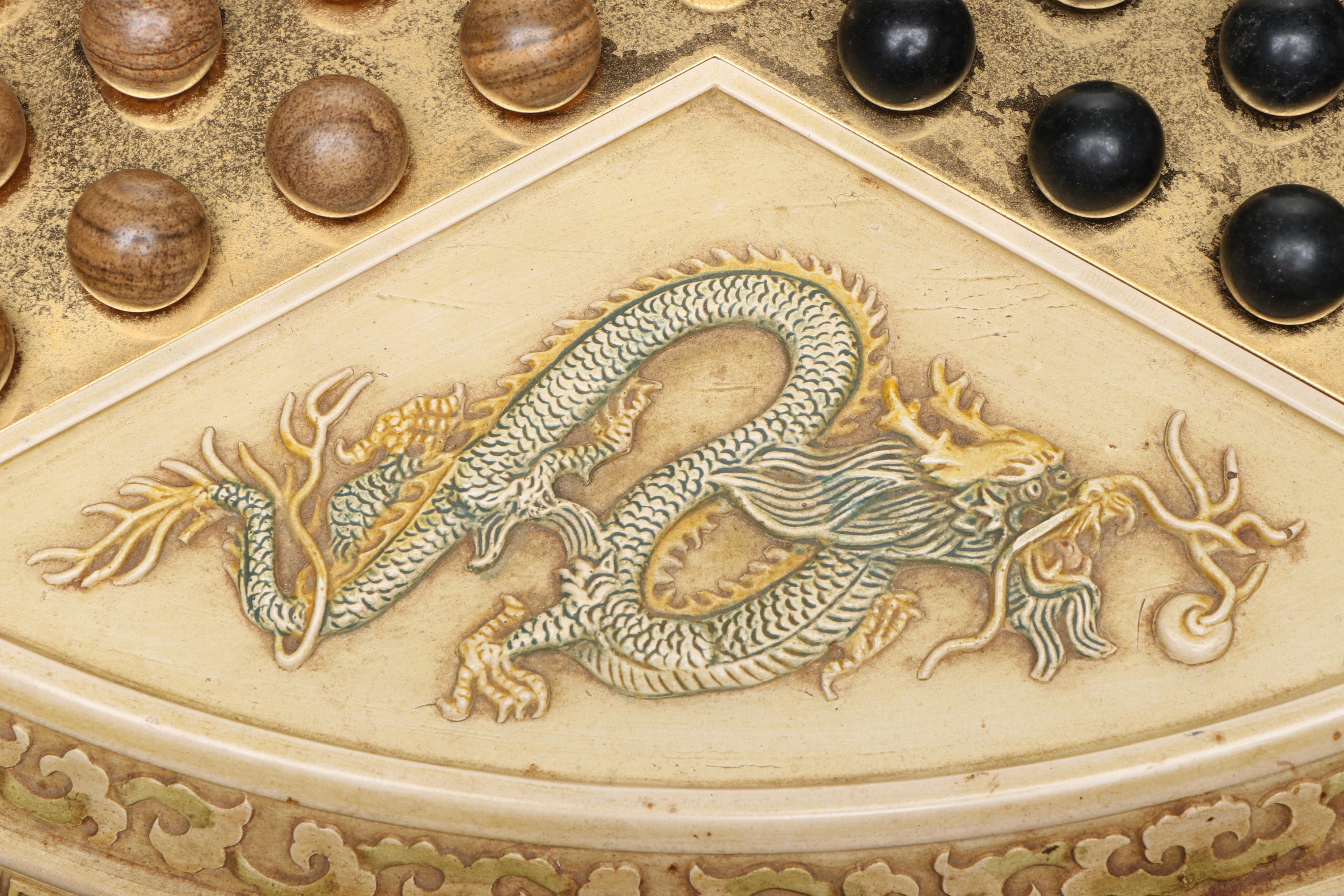 Franklin Mint Resin on Wood Chinese Checkers Board with Stone Marbles