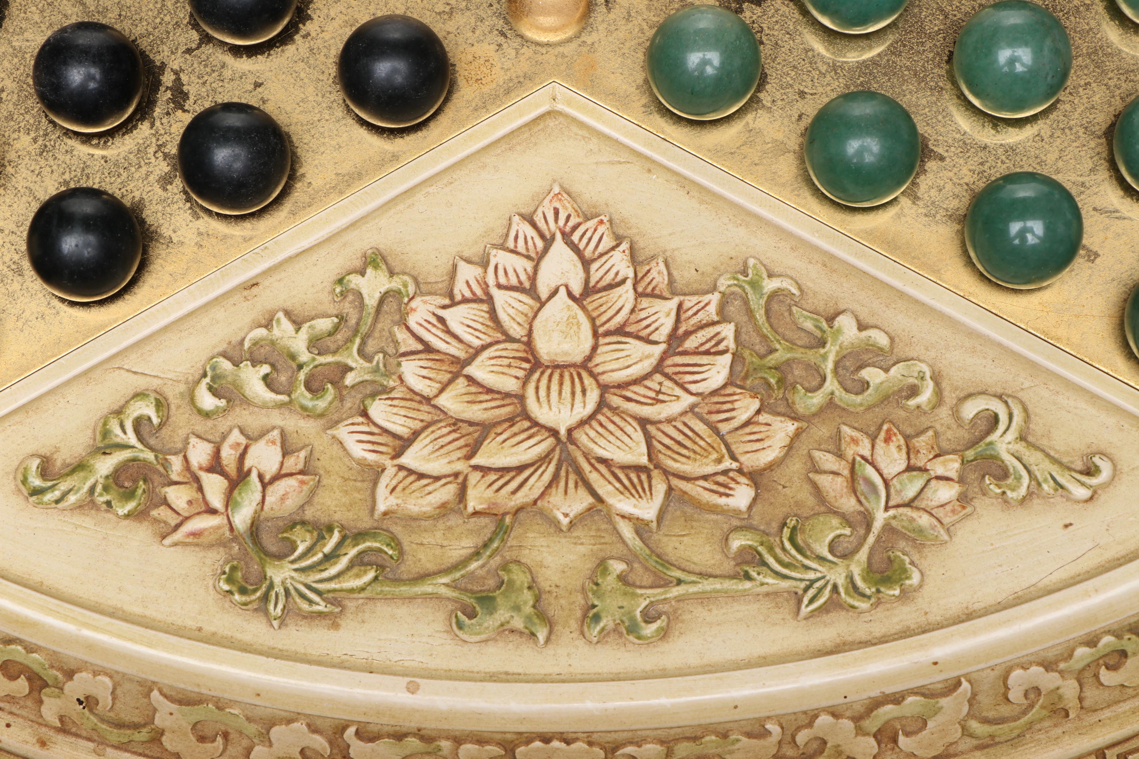 Franklin Mint Resin on Wood Chinese Checkers Board with Stone Marbles