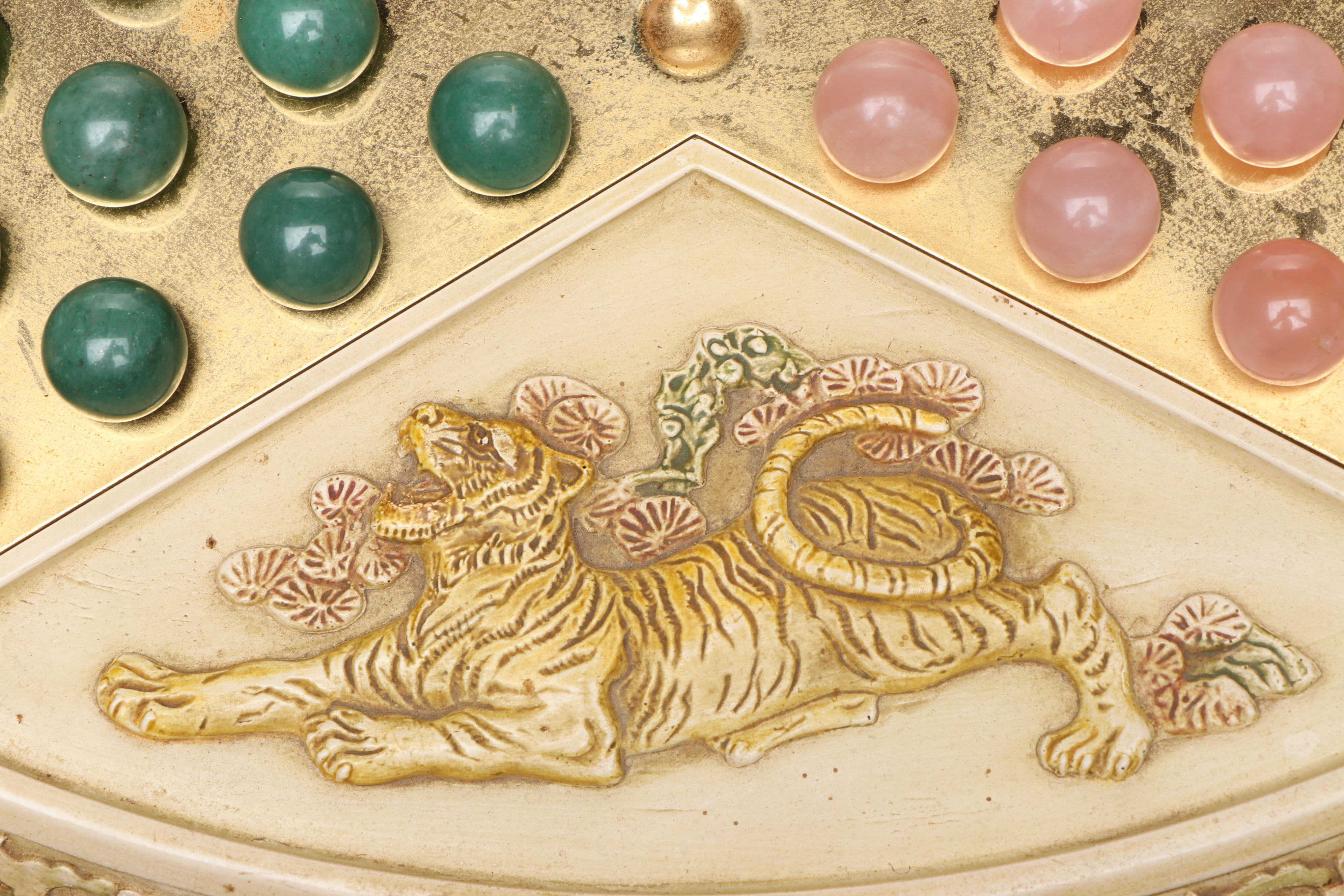 Franklin Mint Resin on Wood Chinese Checkers Board with Stone Marbles