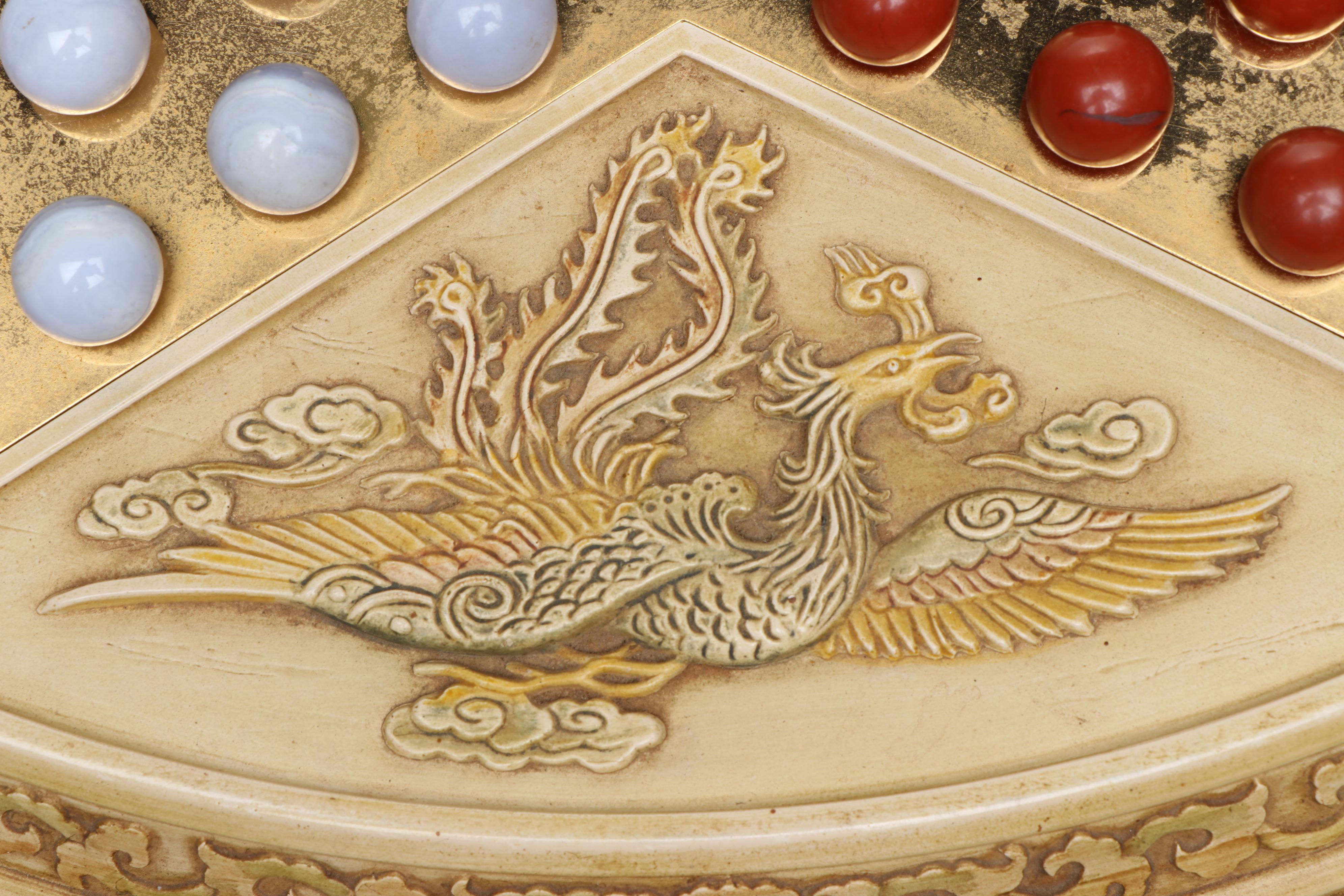 Franklin Mint Resin on Wood Chinese Checkers Board with Stone Marbles