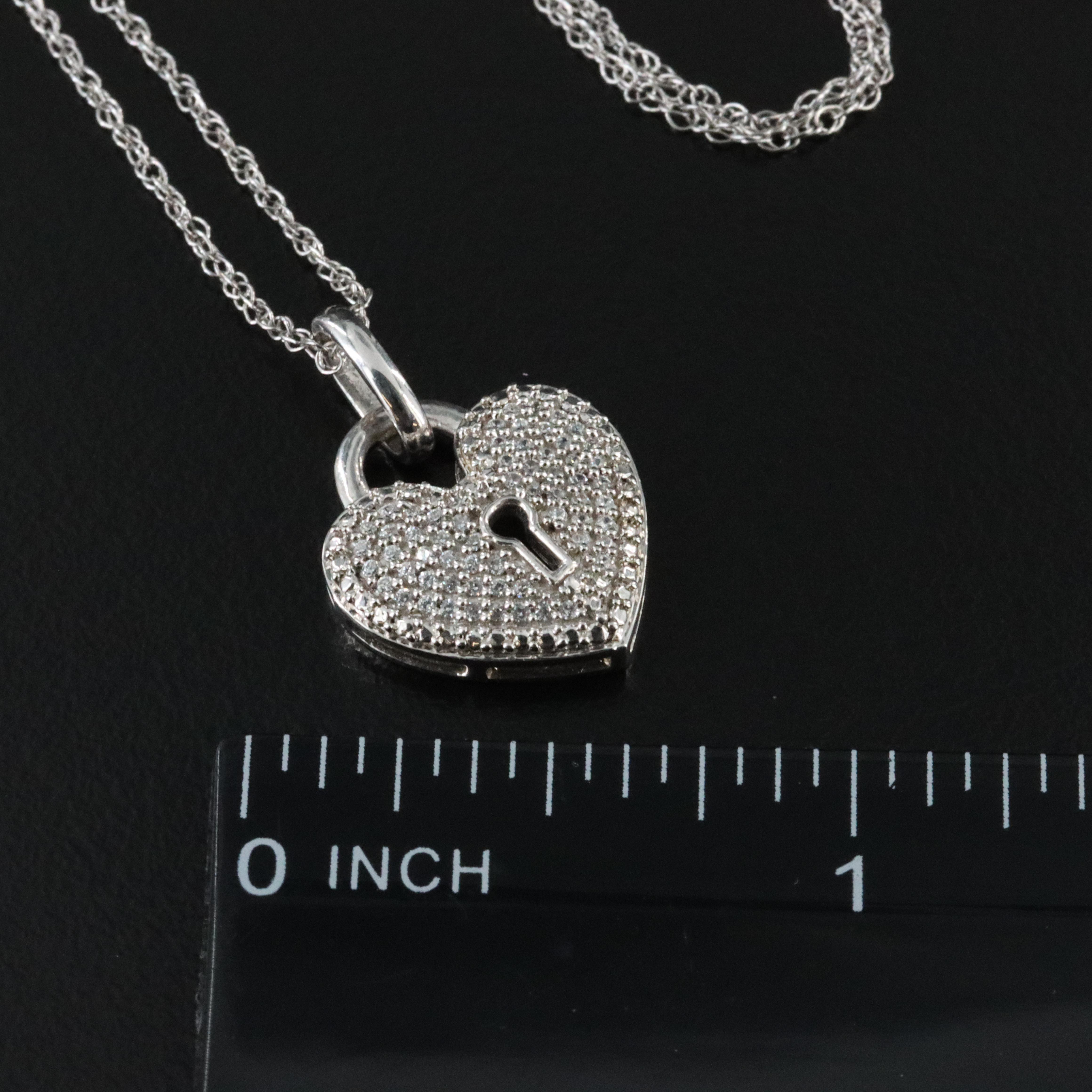 Sterling CZ Heart Padlock Necklace